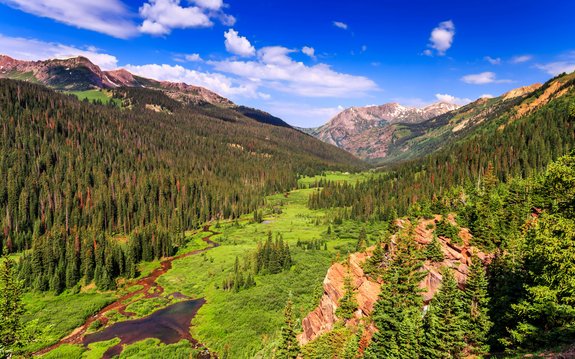 Живописный природный пейзаж под голубым небом 