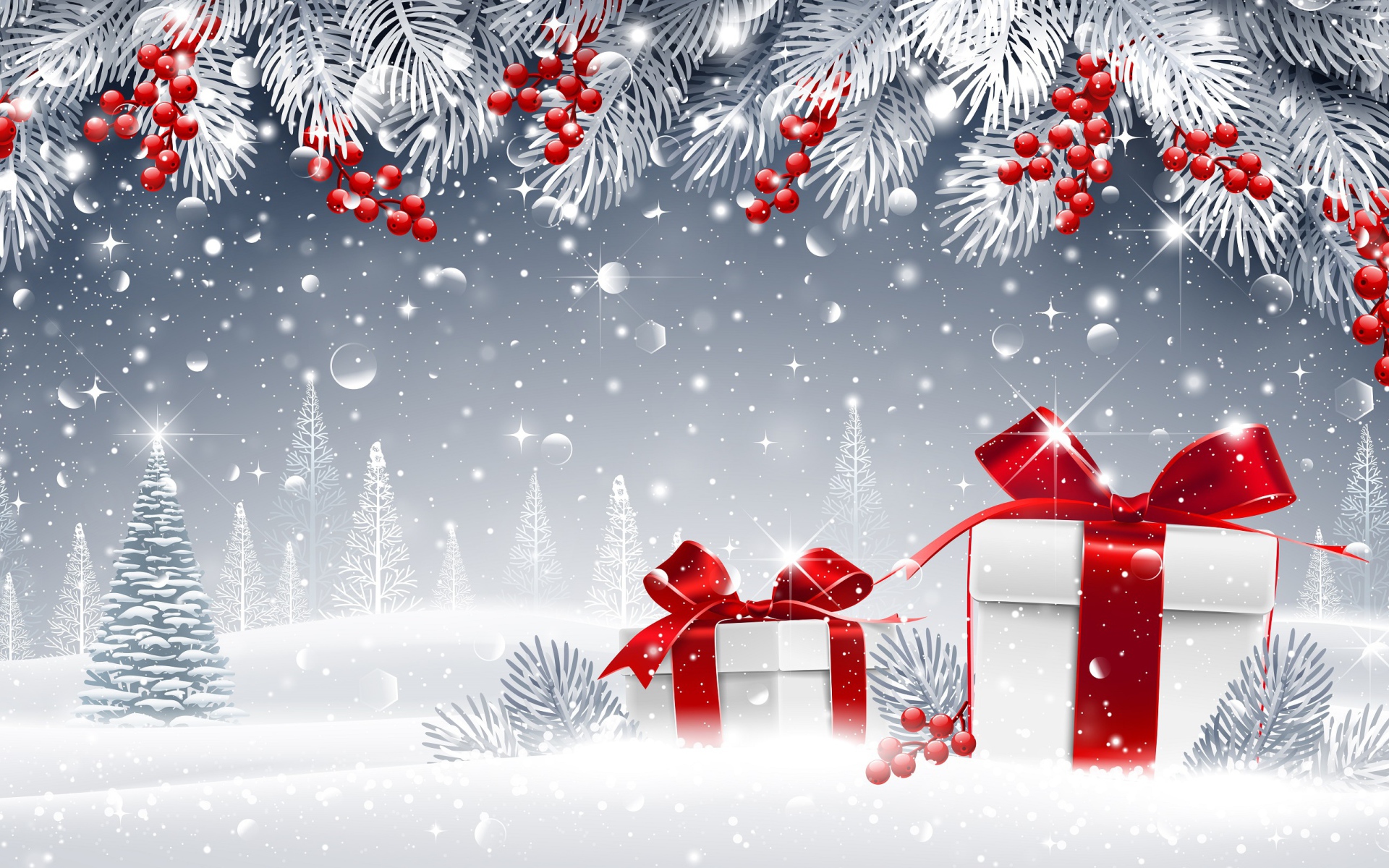 Открытка с подарками на Новый год 2019