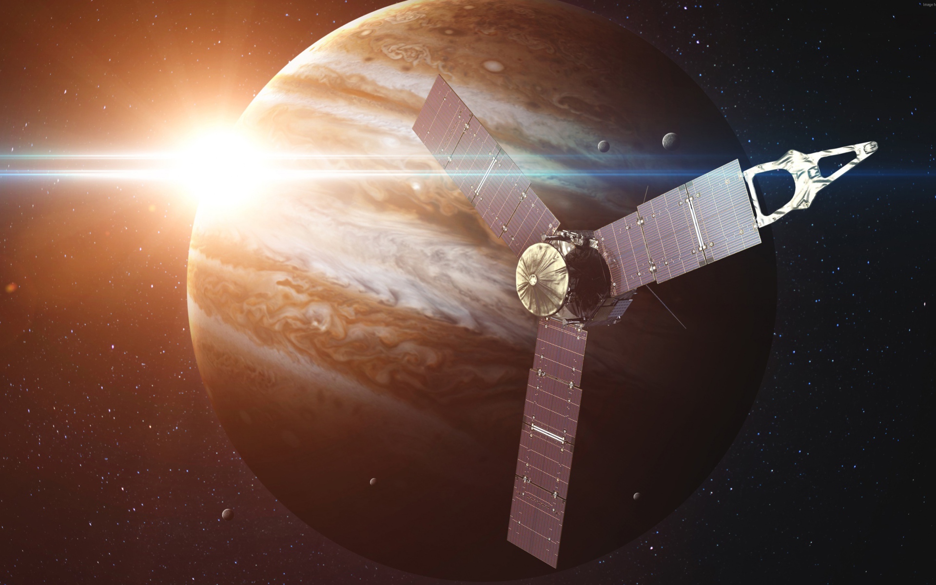 Межпланетная станция Юнона на фоне планеты Юпитер