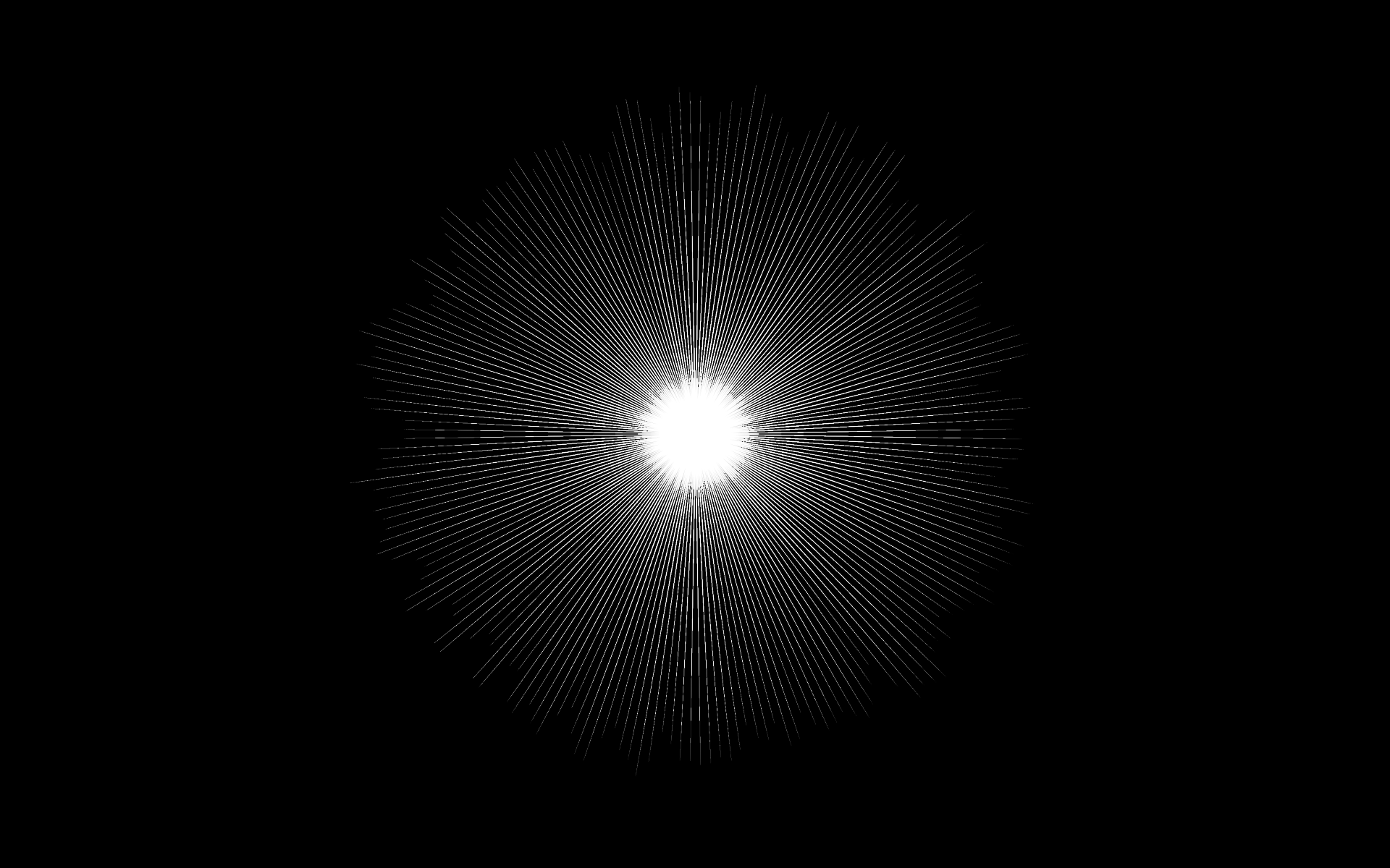 Яркий светящийся круг с лучами на черном фоне