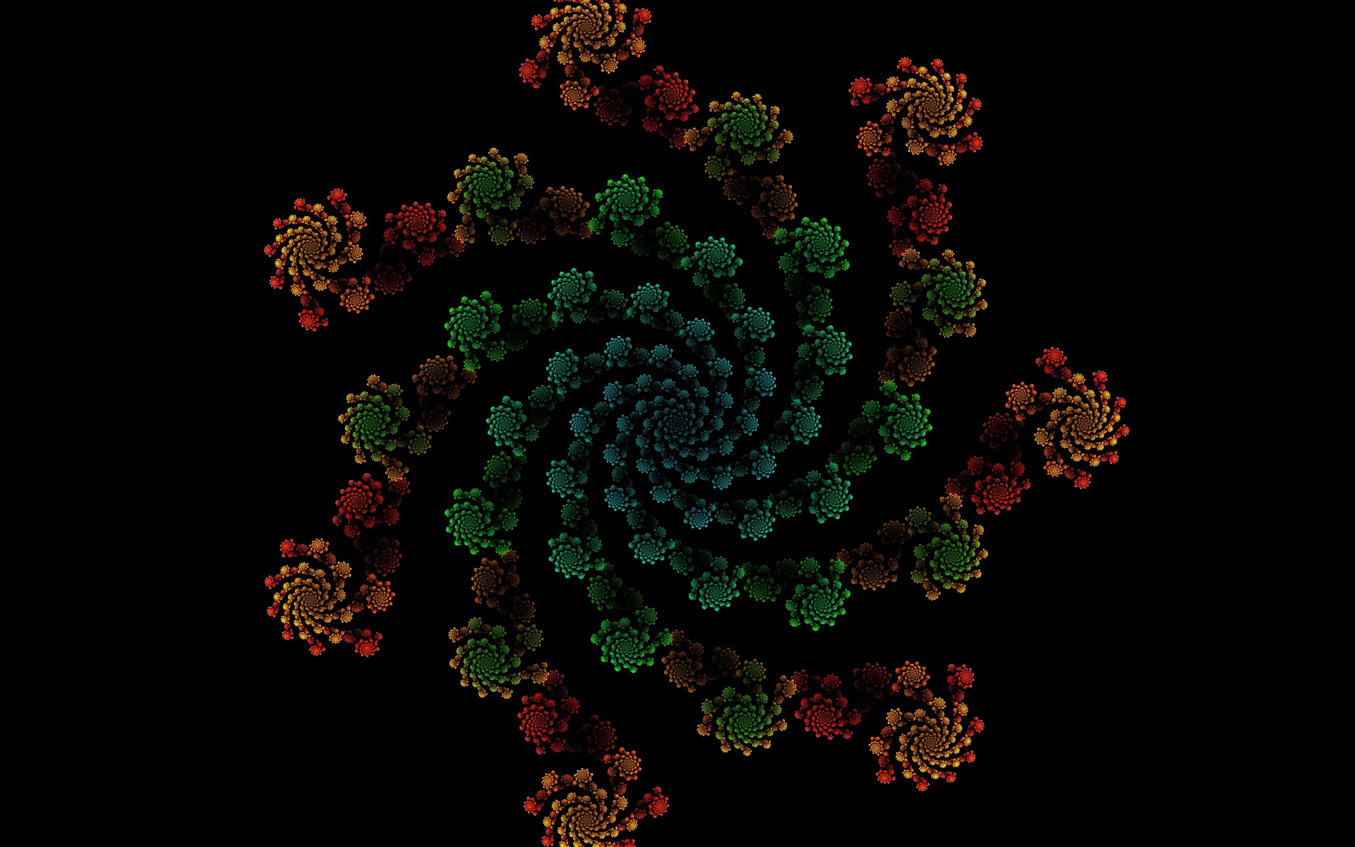 Узорный фрактальный рисунок на черном фоне