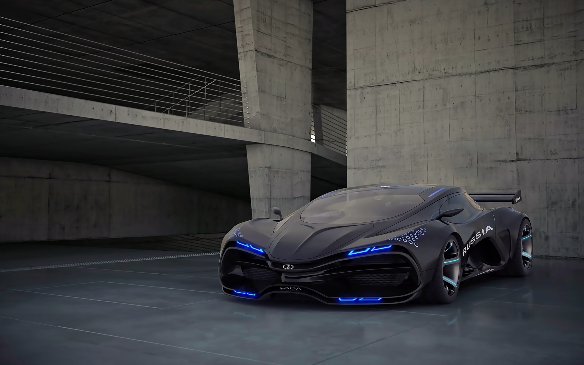 Черный суперкар Lada Raven