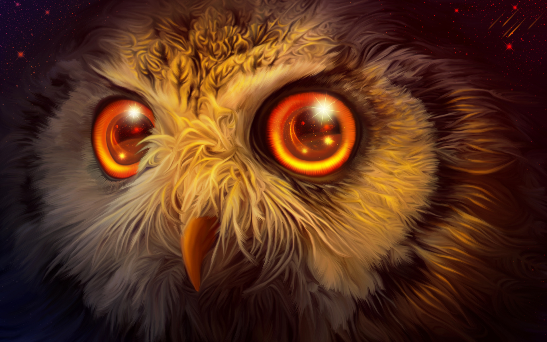 Мистическая сова с желтыми глазами  фэнтези
