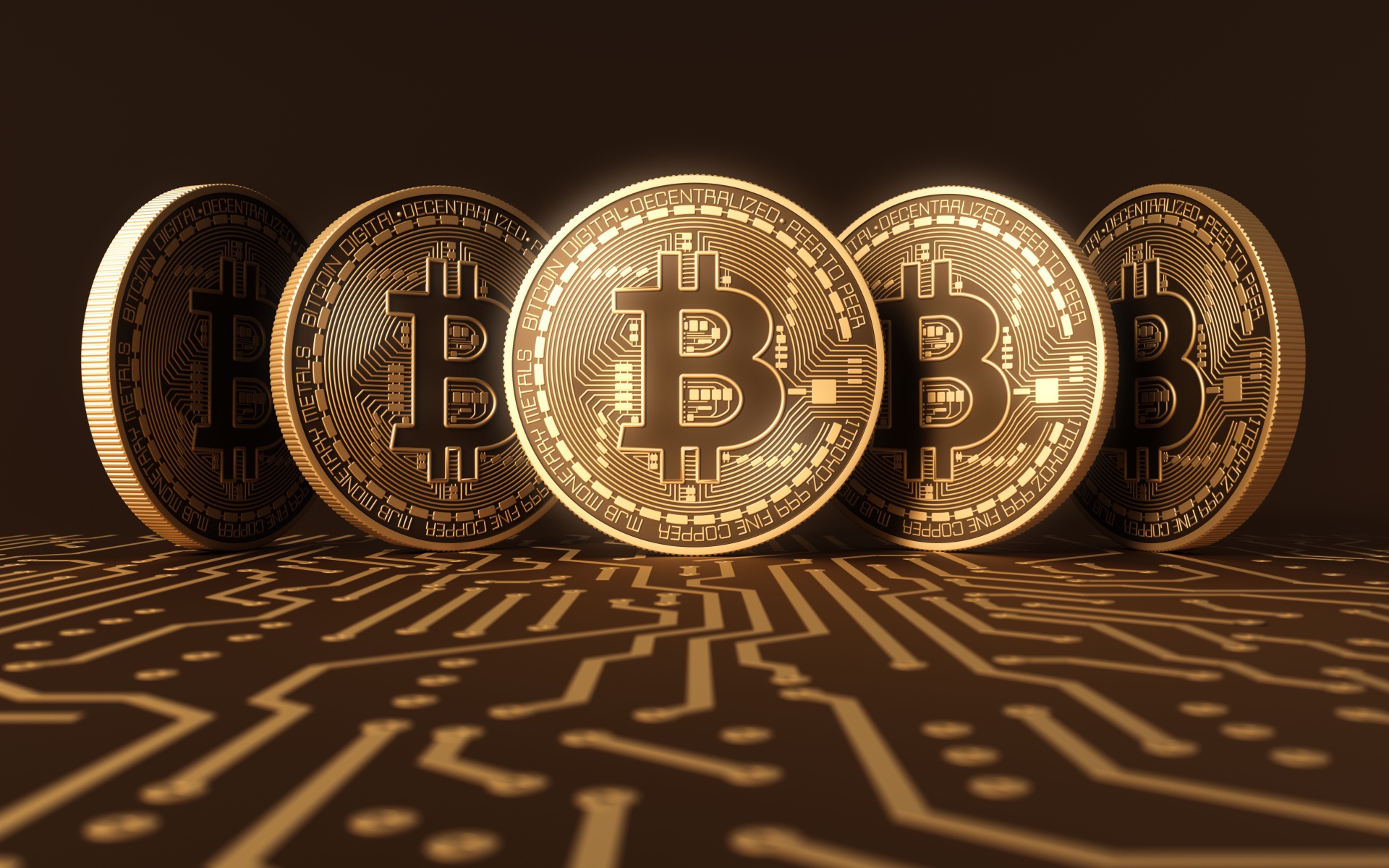 Золотые монеты биткоин 