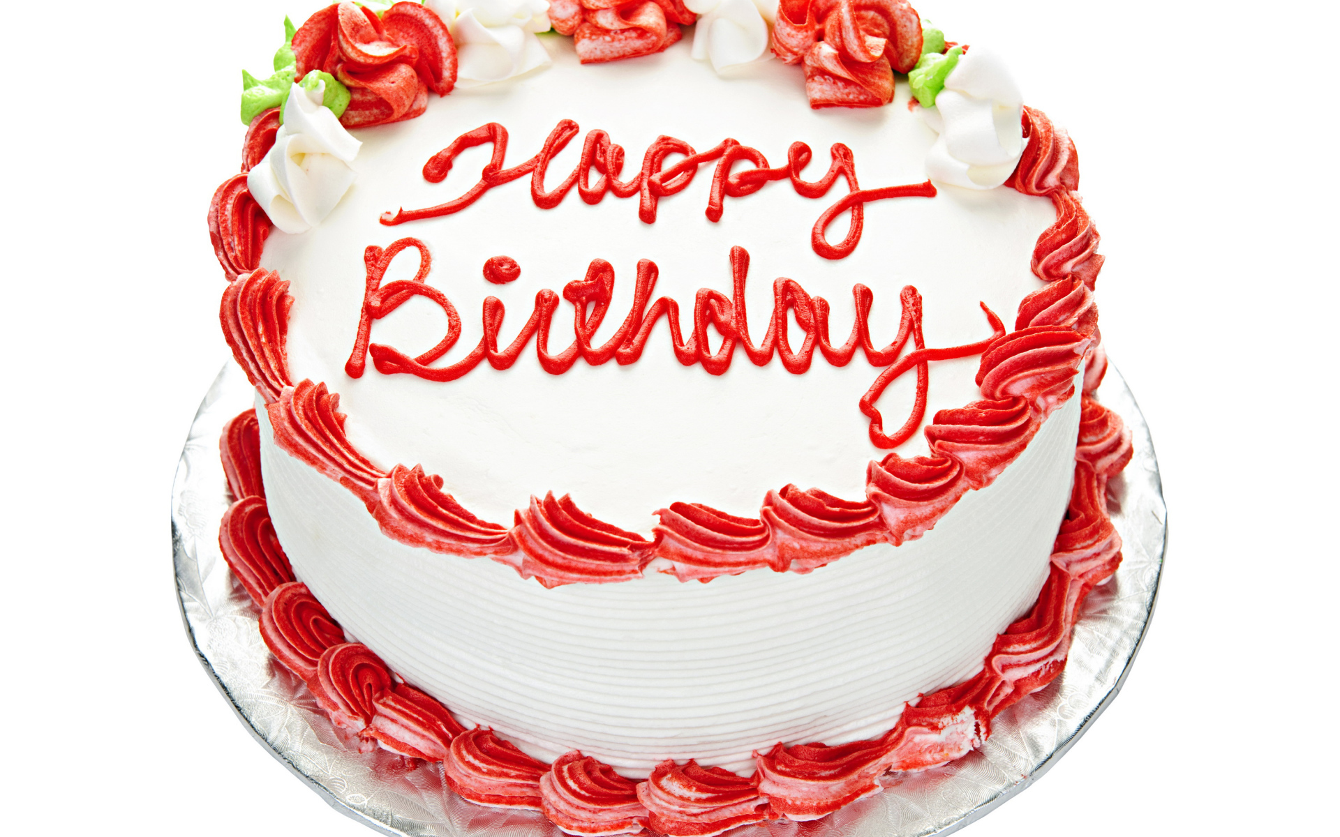 Красивый праздничный торт на день рождения на белом фоне