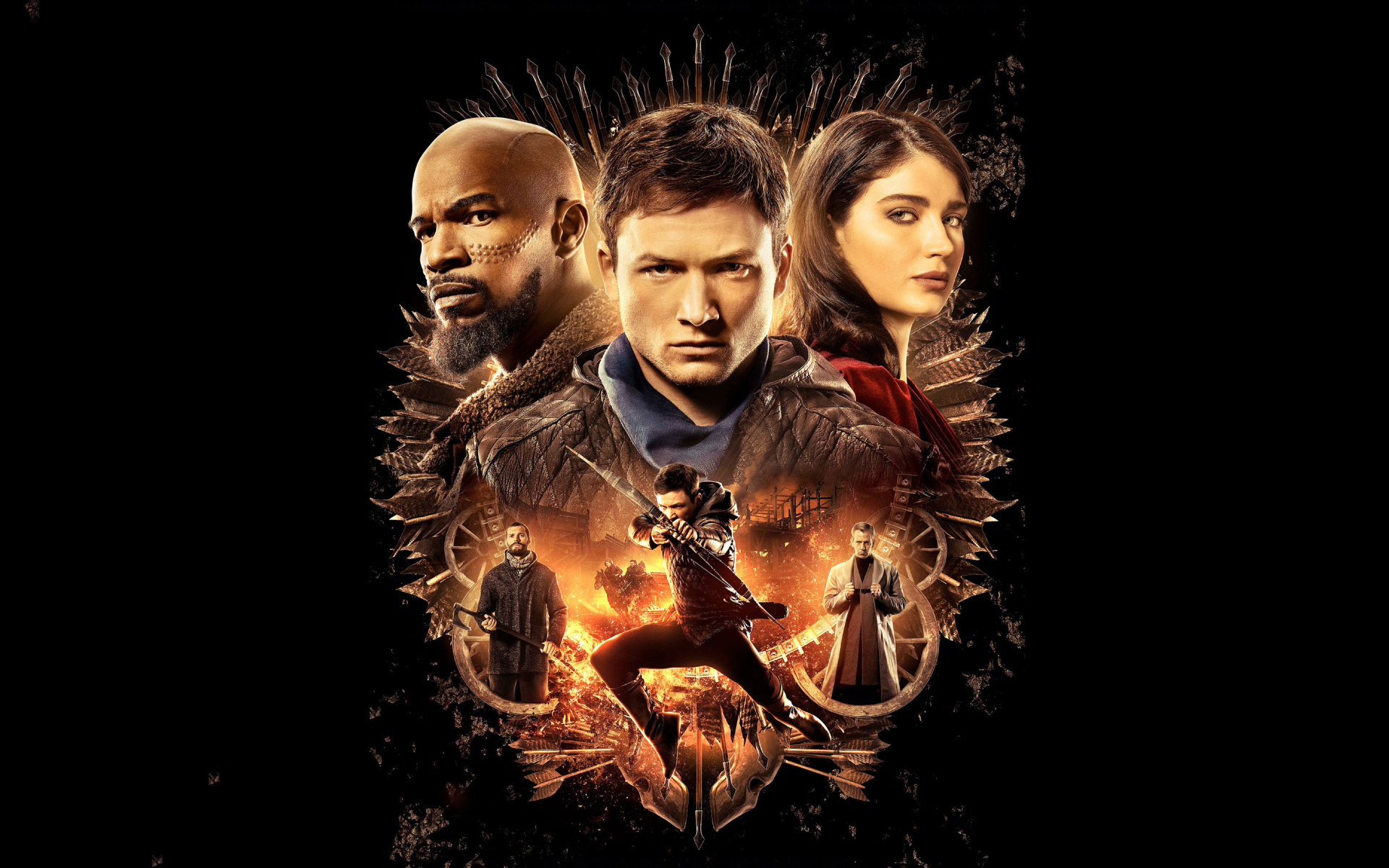 Постер фильма Робин Гуд. Начало на черном фоне