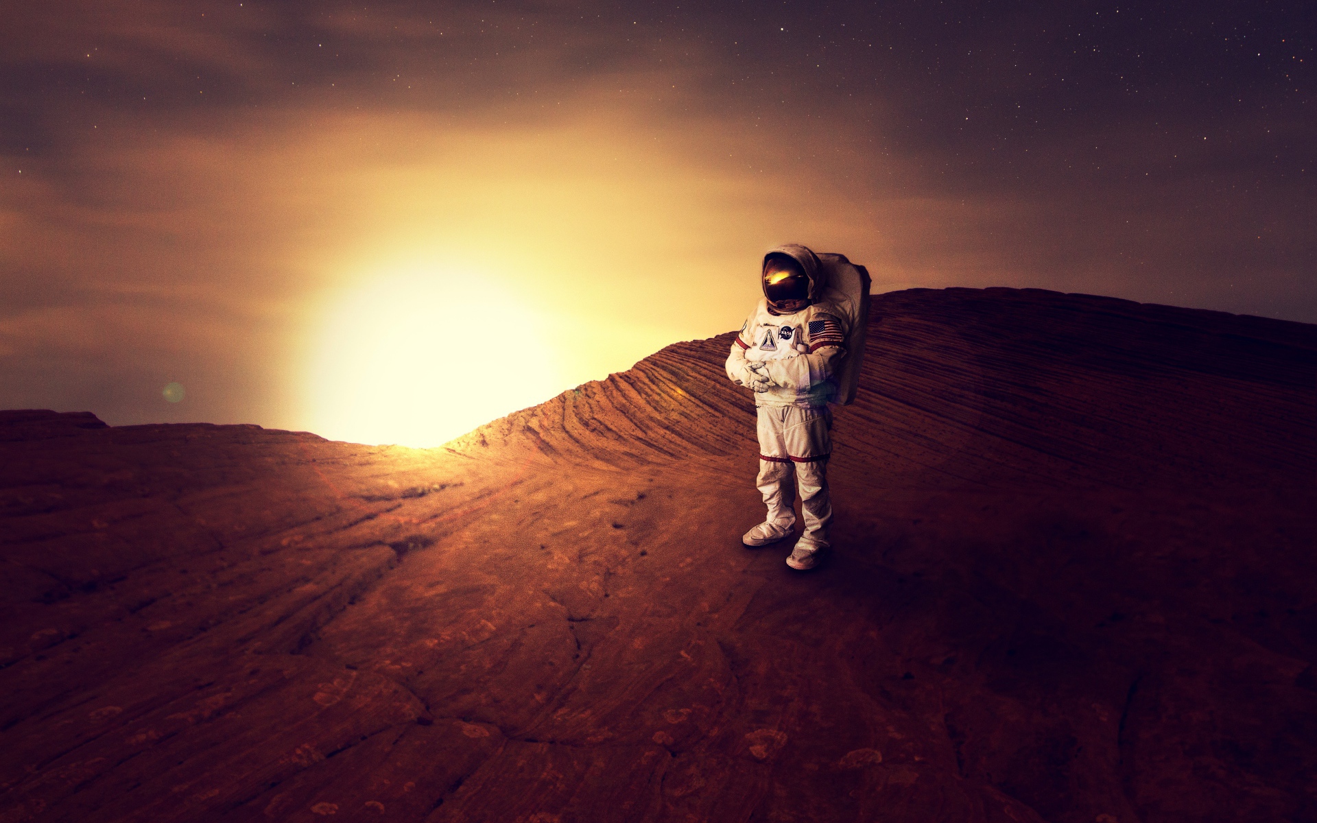 Астронавт на поверхности Марса