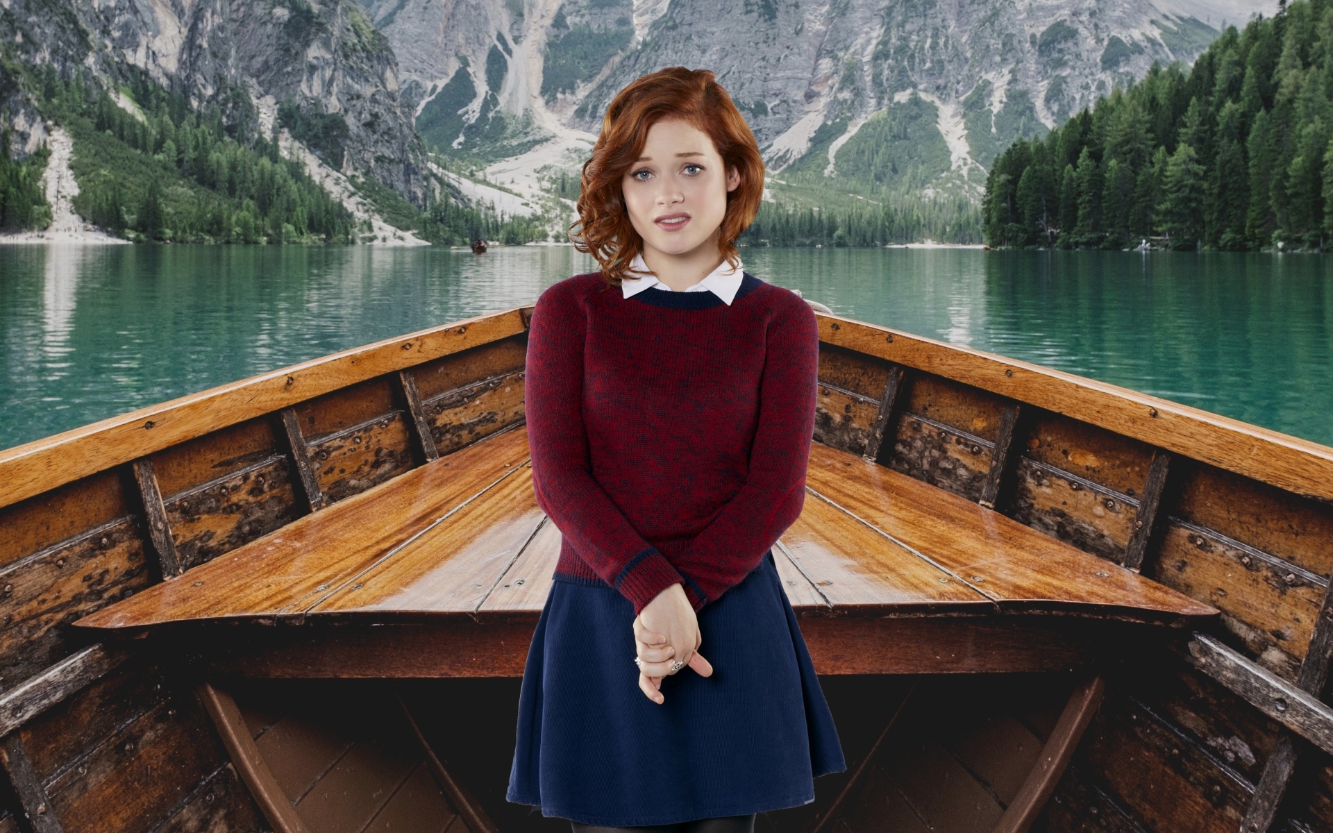 Американская актриса Джейн Леви в лодке