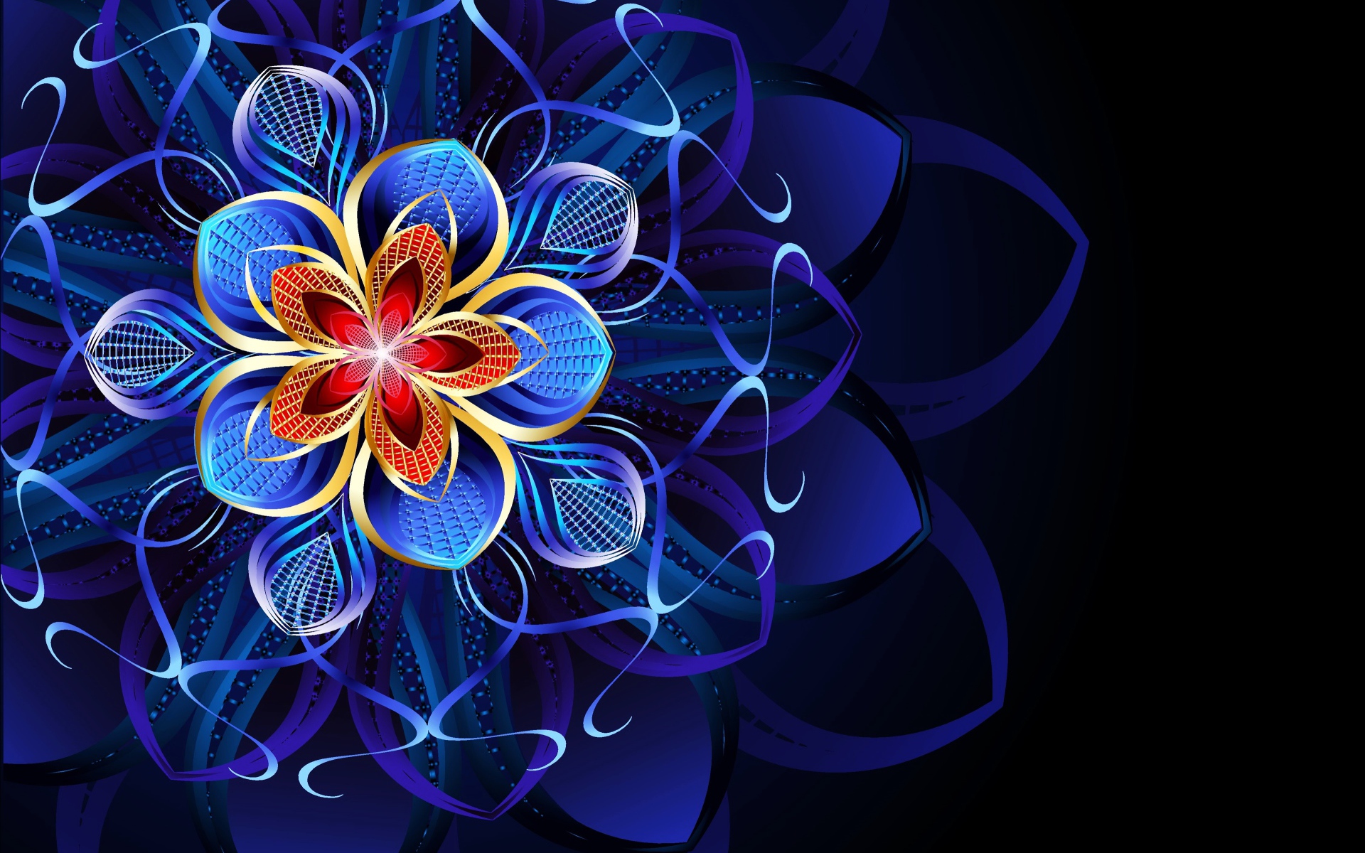 Красивый абстрактный неоновый рисунок на черном фоне