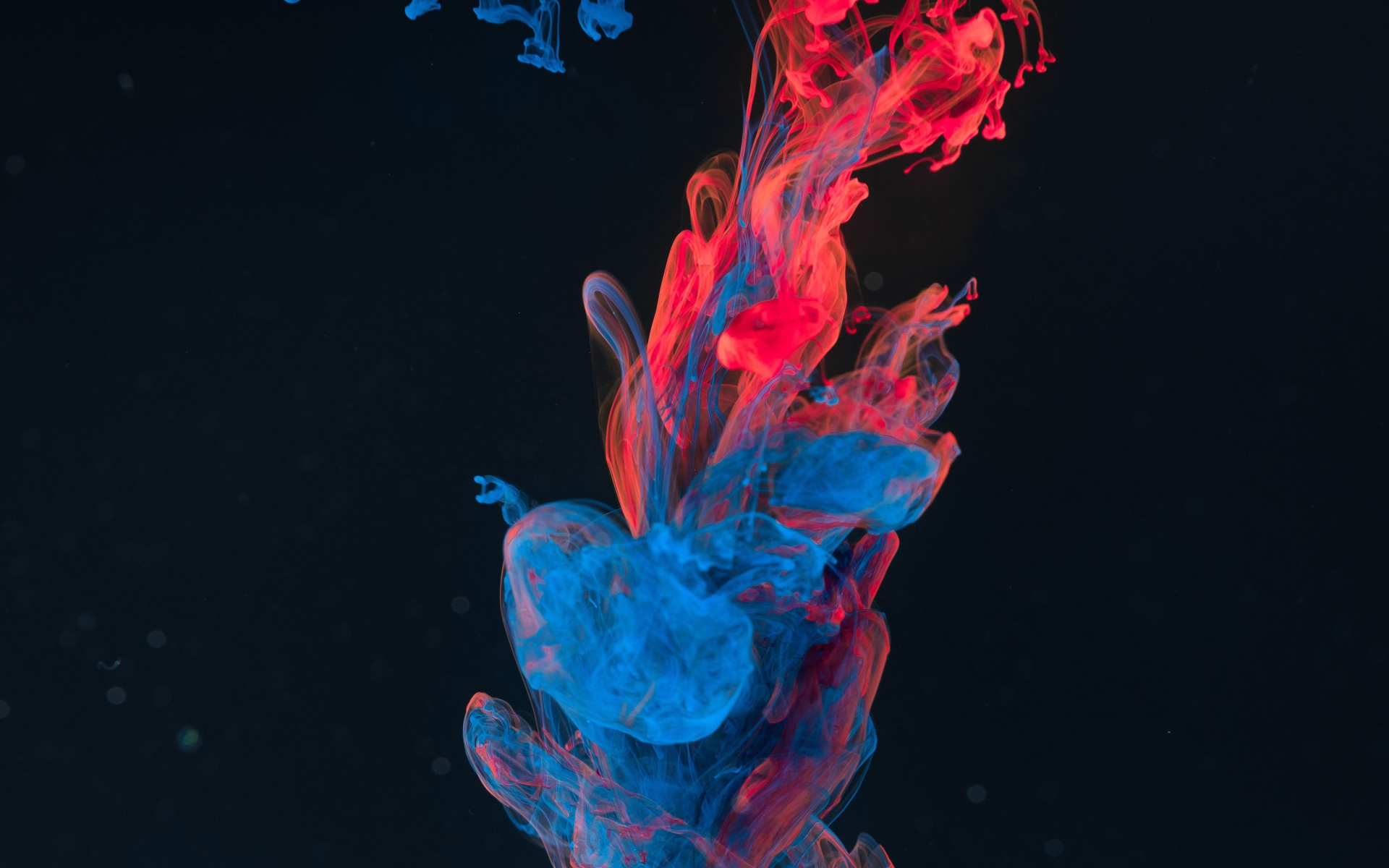 Красно - синий дым на черном фоне, 3д графика