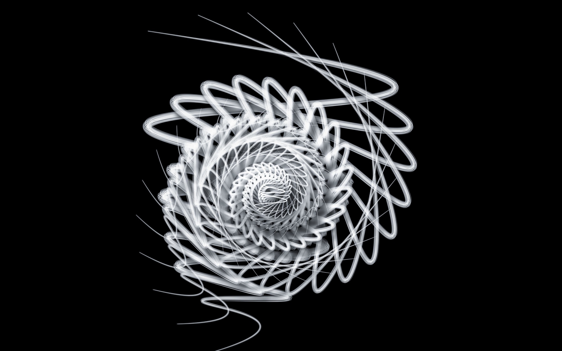 White spiral on a black background