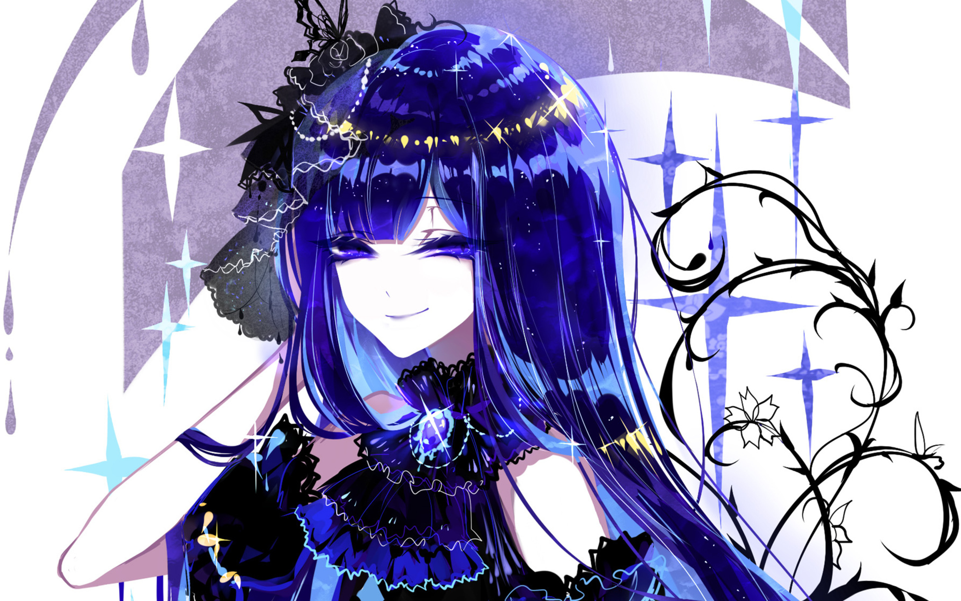 Девушка аниме с неоновыми волосами 