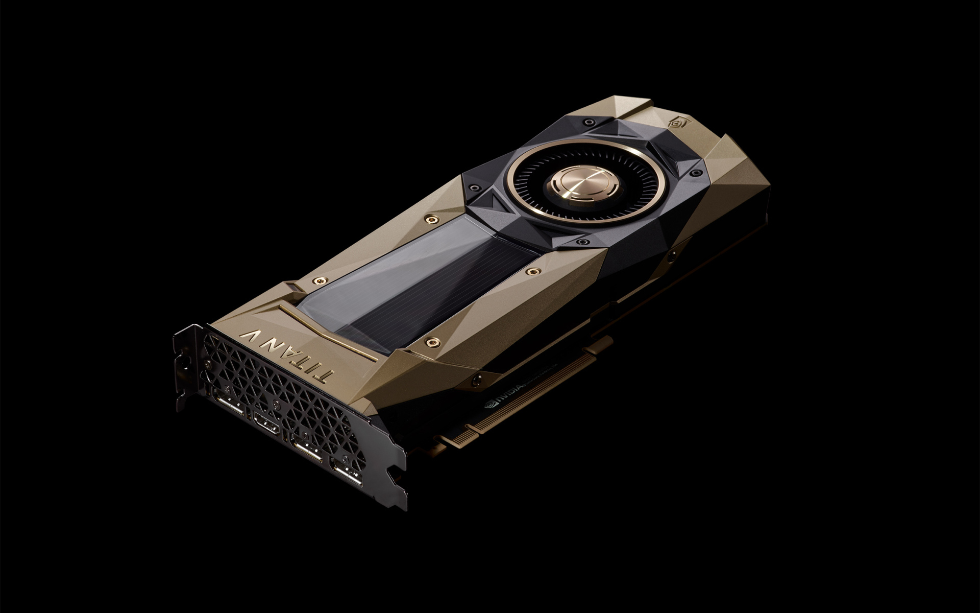 Видеокарта Nvidia TITAN V на черном фоне