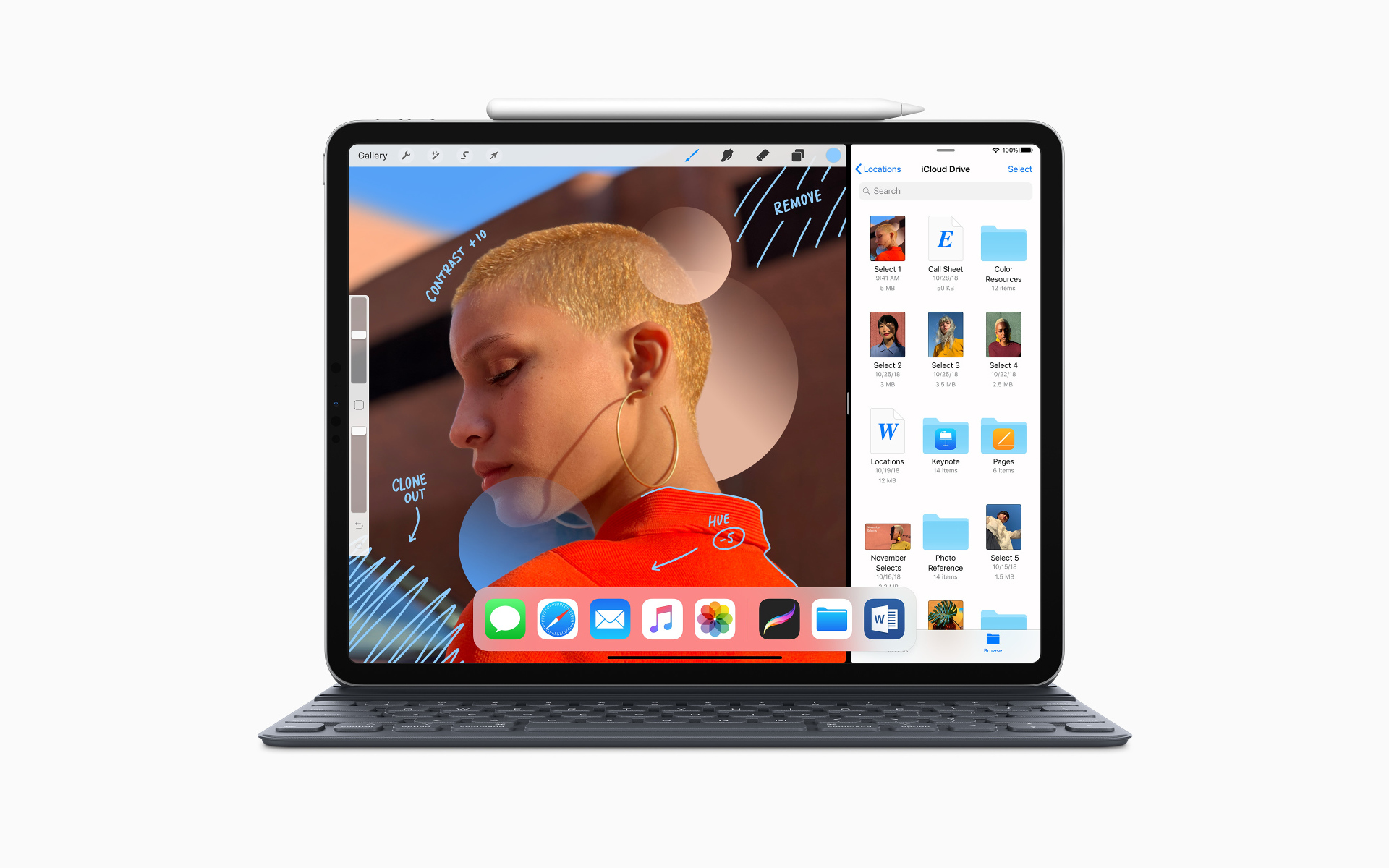 Тонкий планшет Apple iPad Pro 11 на белом фоне
