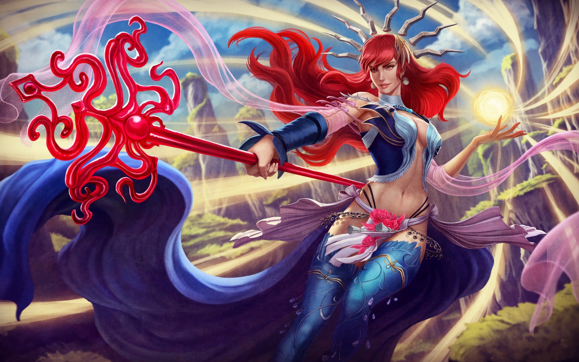 Фантастическая русалка с трезубцем в руках 