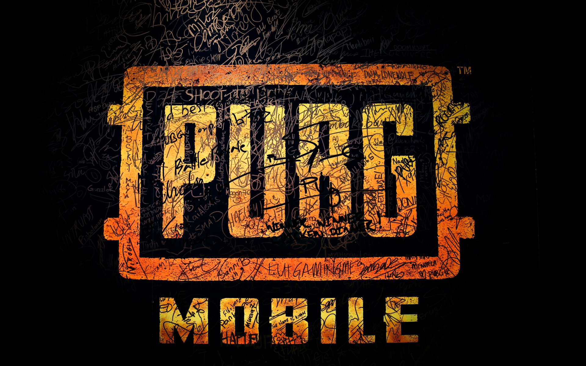 Логотип компьютерной игры  PUBG MOBILE на черном фоне