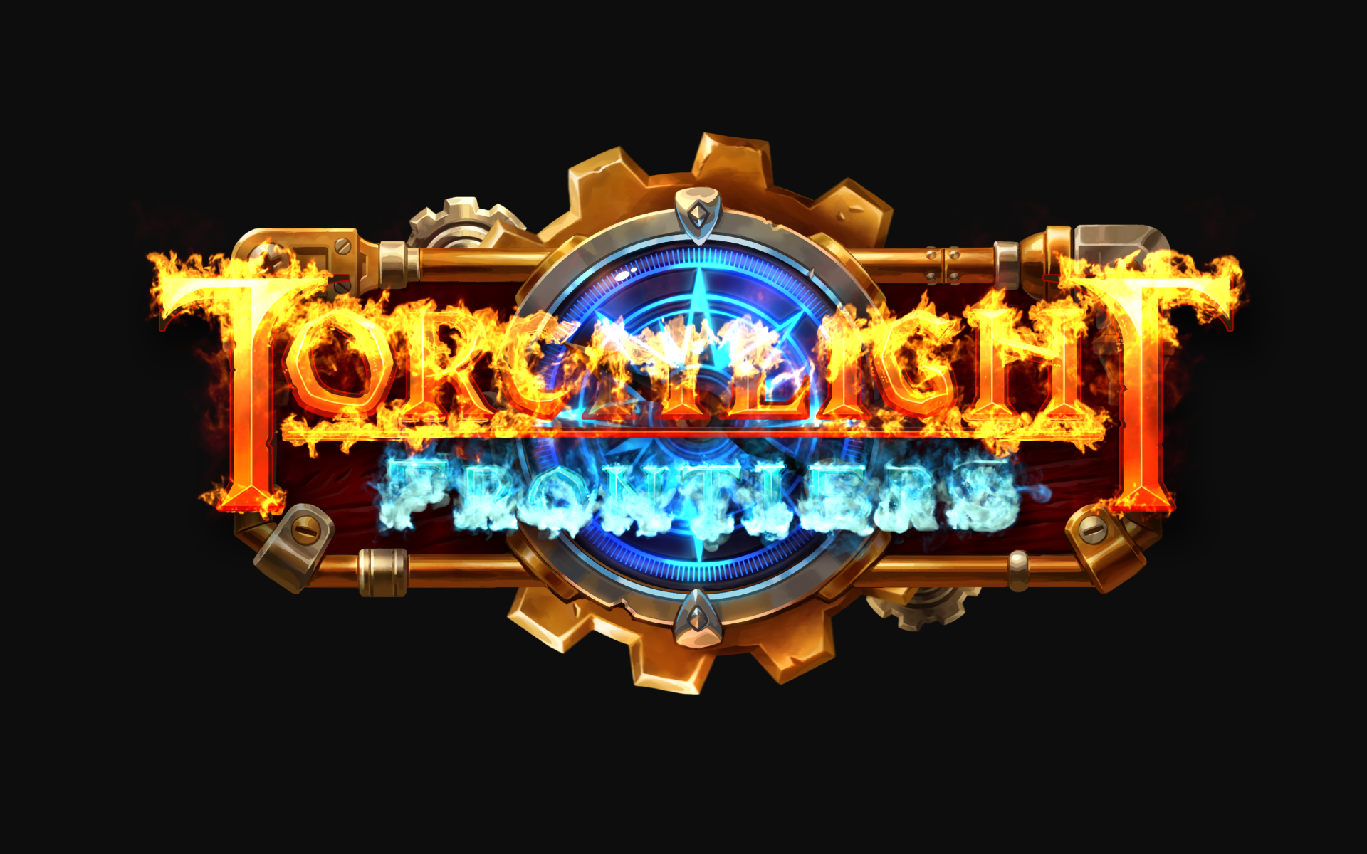 Постер компьютерной игры Torchlight Frontiers на черном фоне