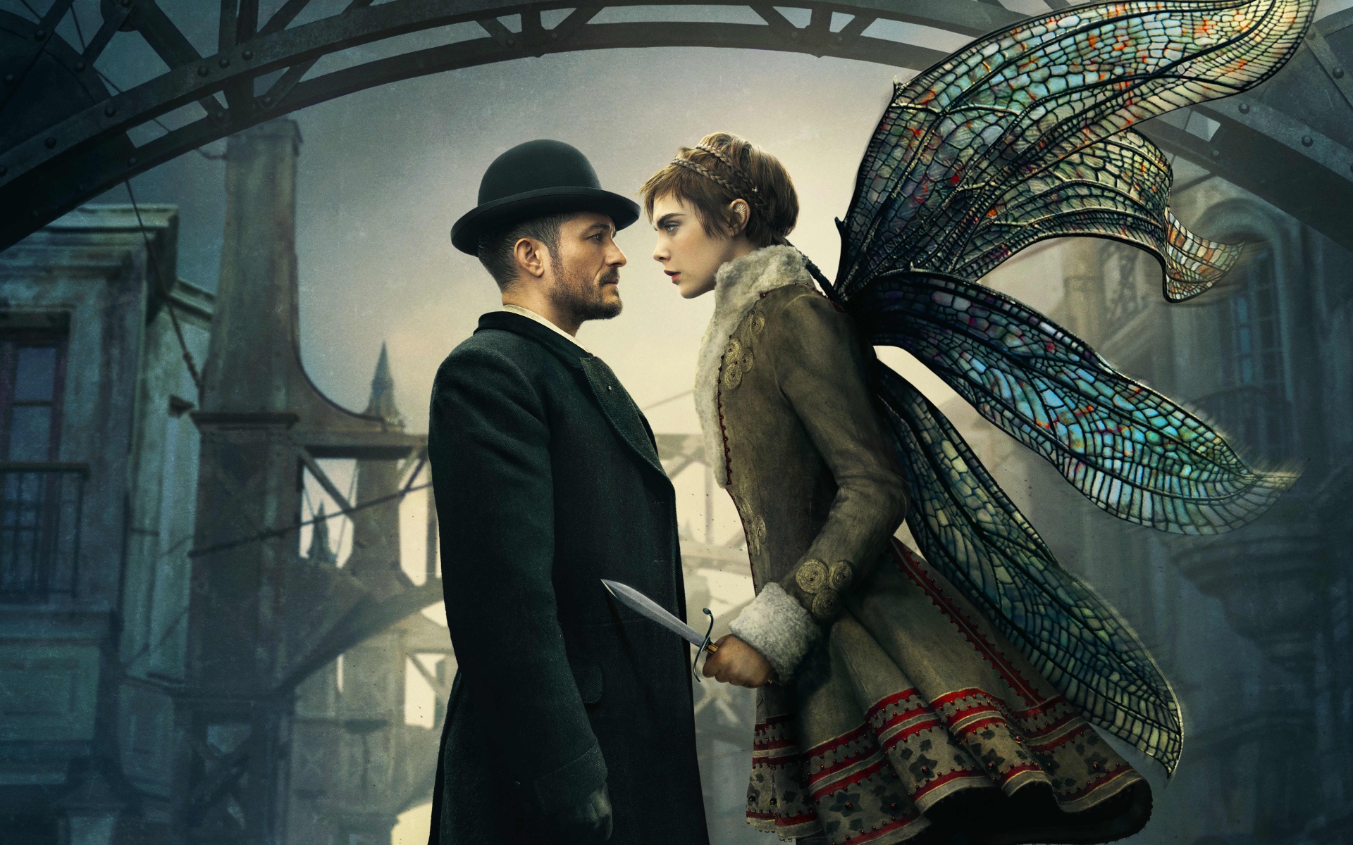 Орландо Блум и Кара Делевинь в фильме Карнивал Роу, 2019