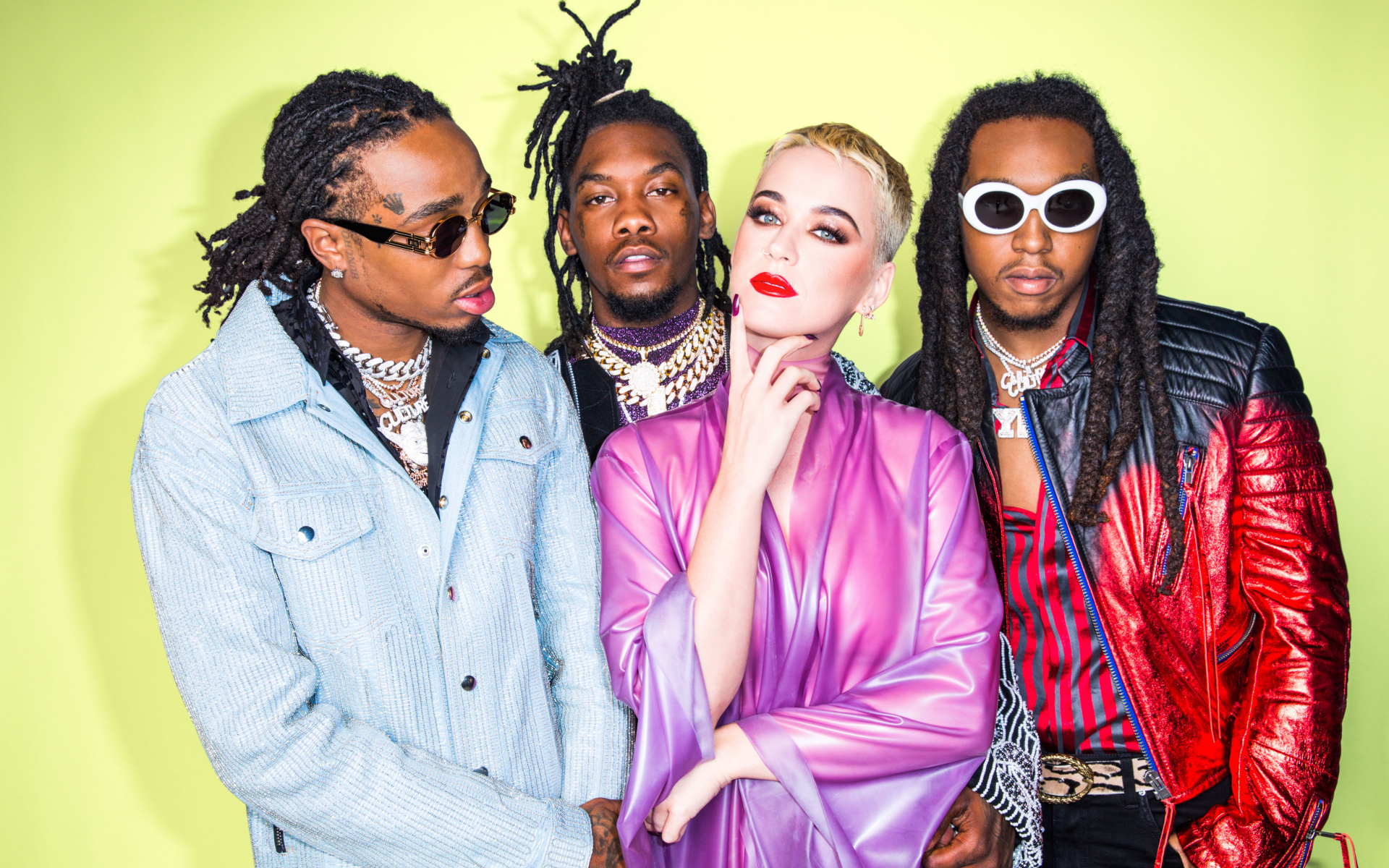 Музыкальная группа Migos и исполнительница Кэти Перри