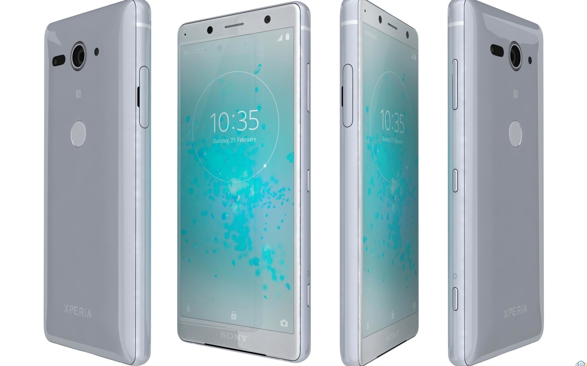 Новый компактный смартфон Sony Xperia XZ2 на белом фоне