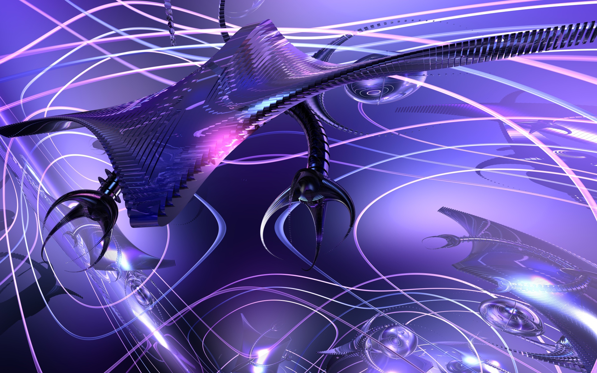 Футуристический 3д рисунок с неоновым светом