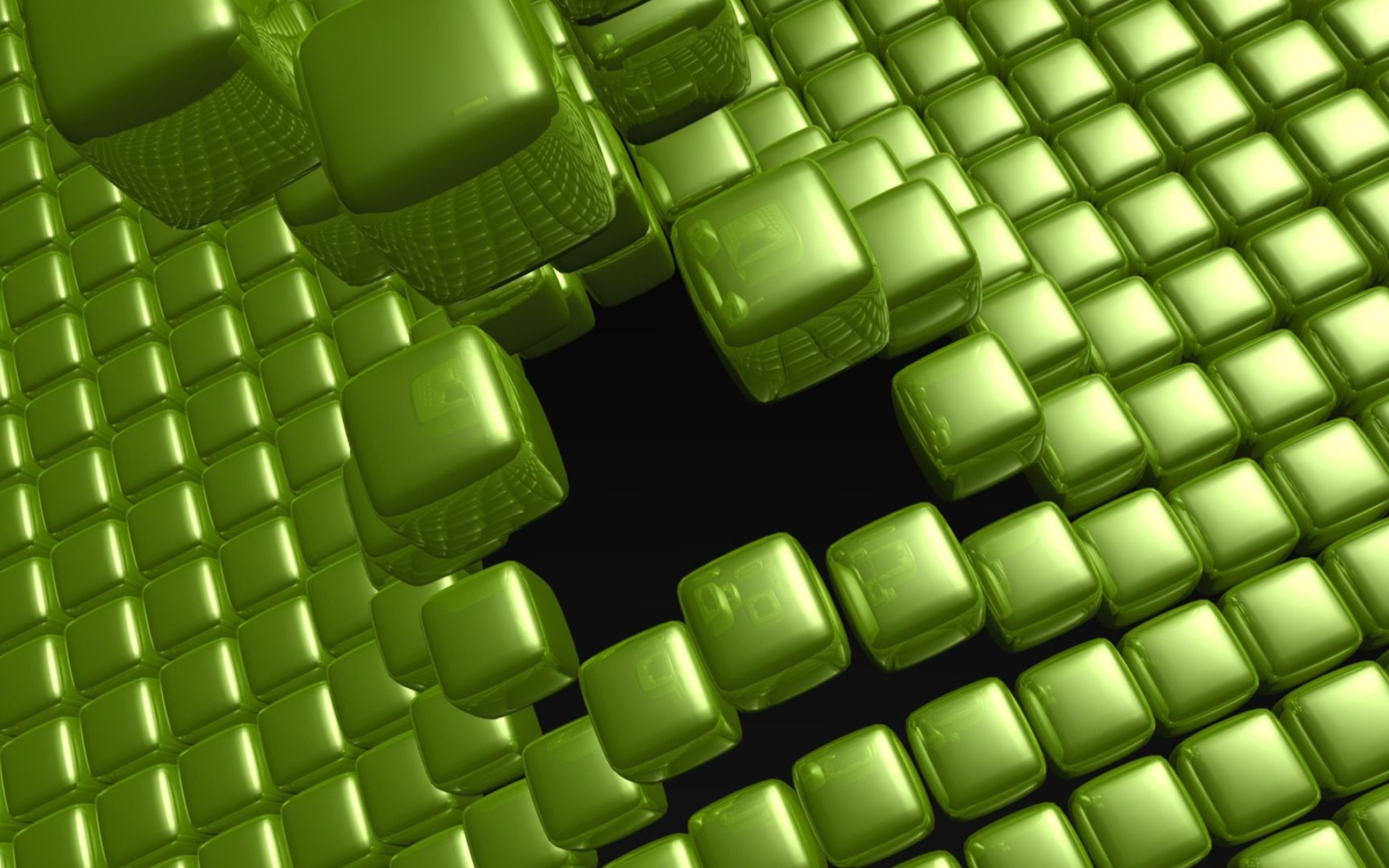 Зеленые квадраты в воздухе, 3д графика