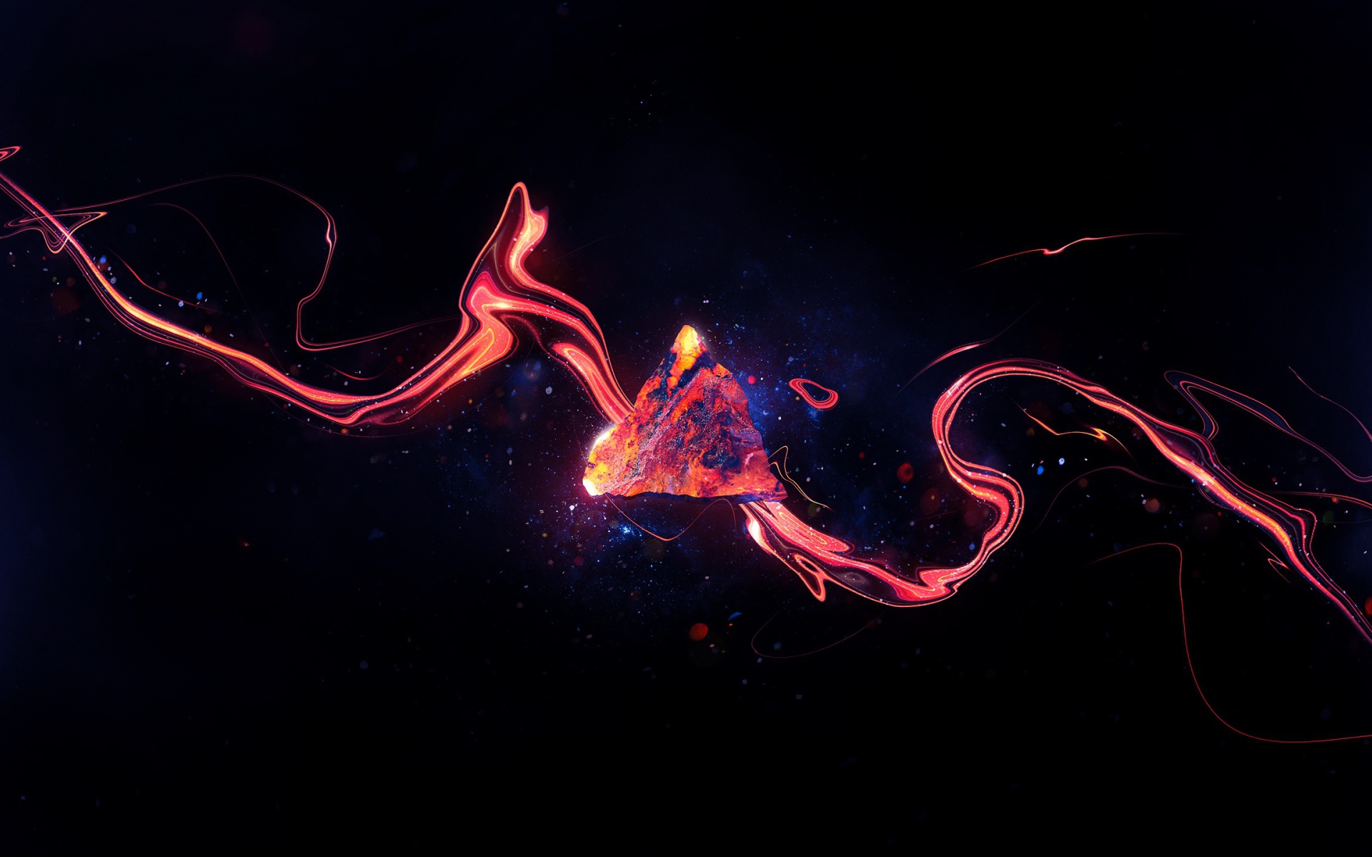 Треугольник из магмы на синем фоне