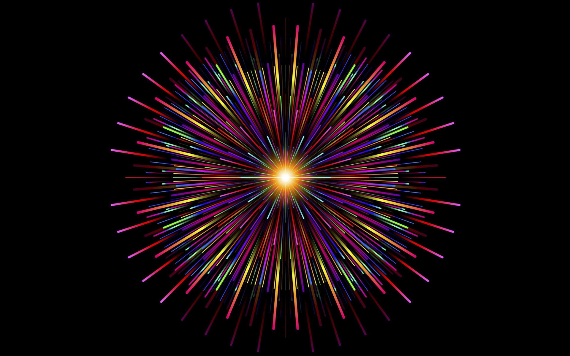 Разноцветный графический салют на черном фоне 