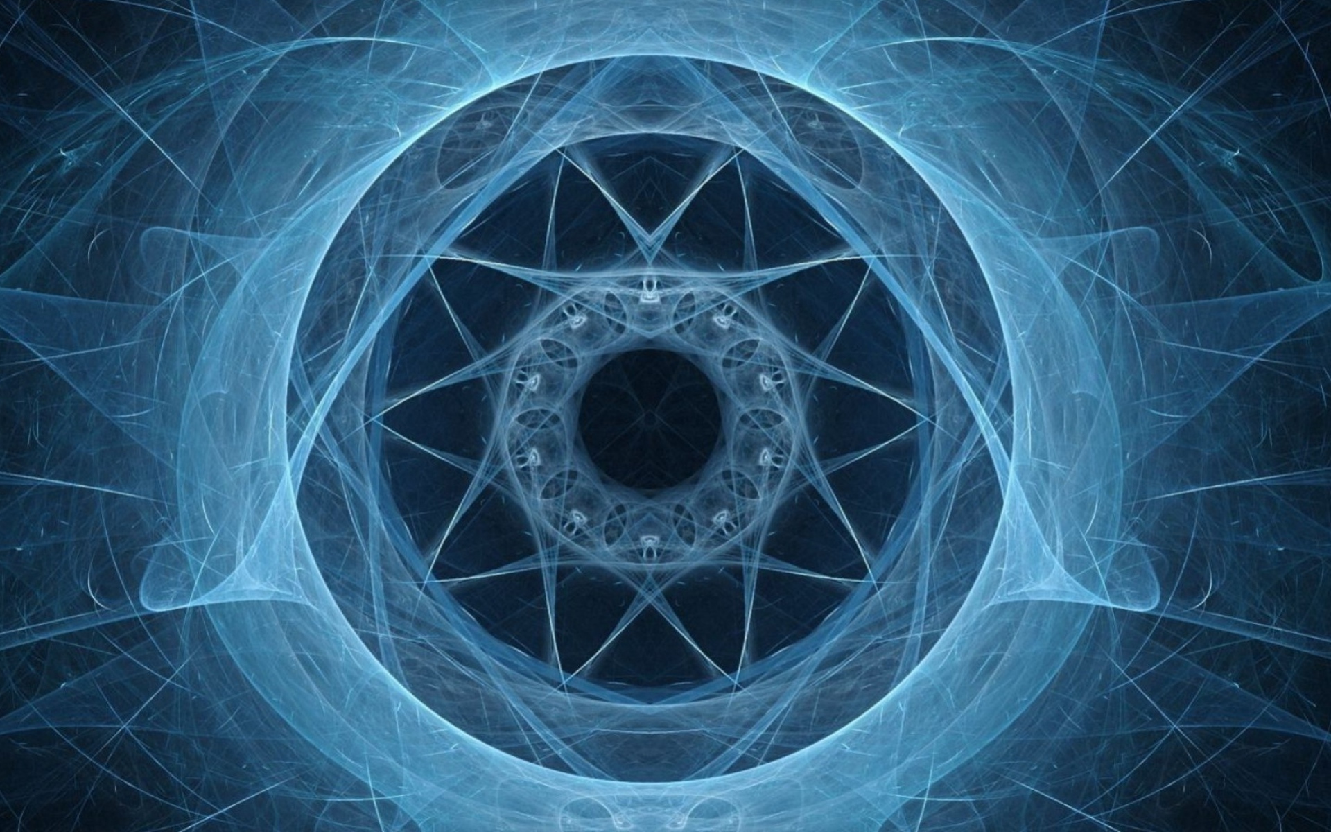 Неоновый симметрический фрактальный рисунок 