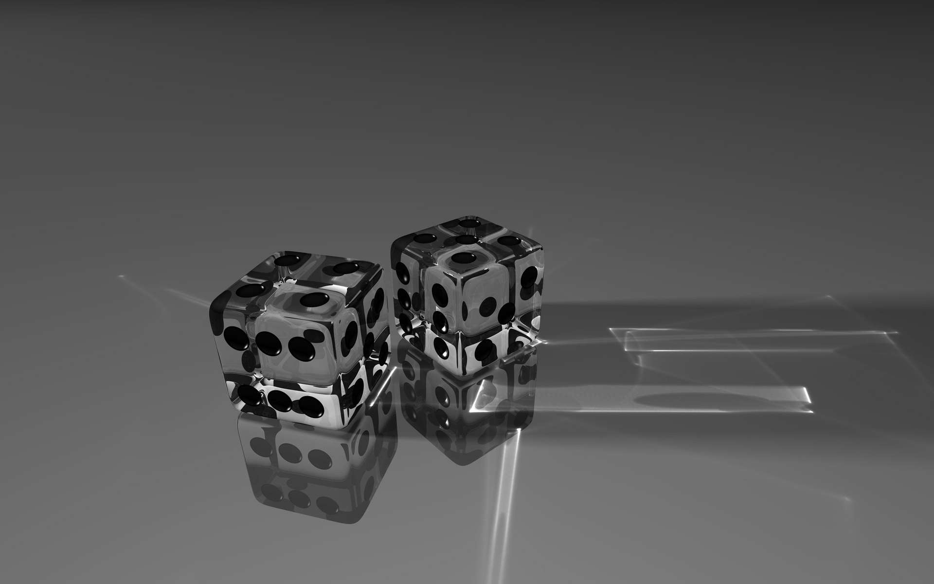 Two glass cubes on a gray background 3D graphics