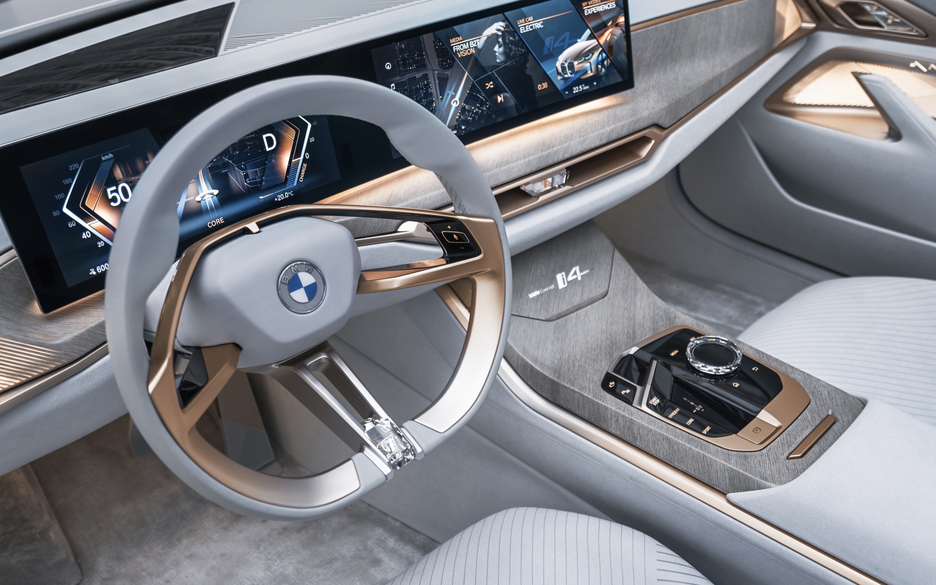 Beautiful interior of the car BMW Concept I4 2020 Desktop wallpapers  1920x1200