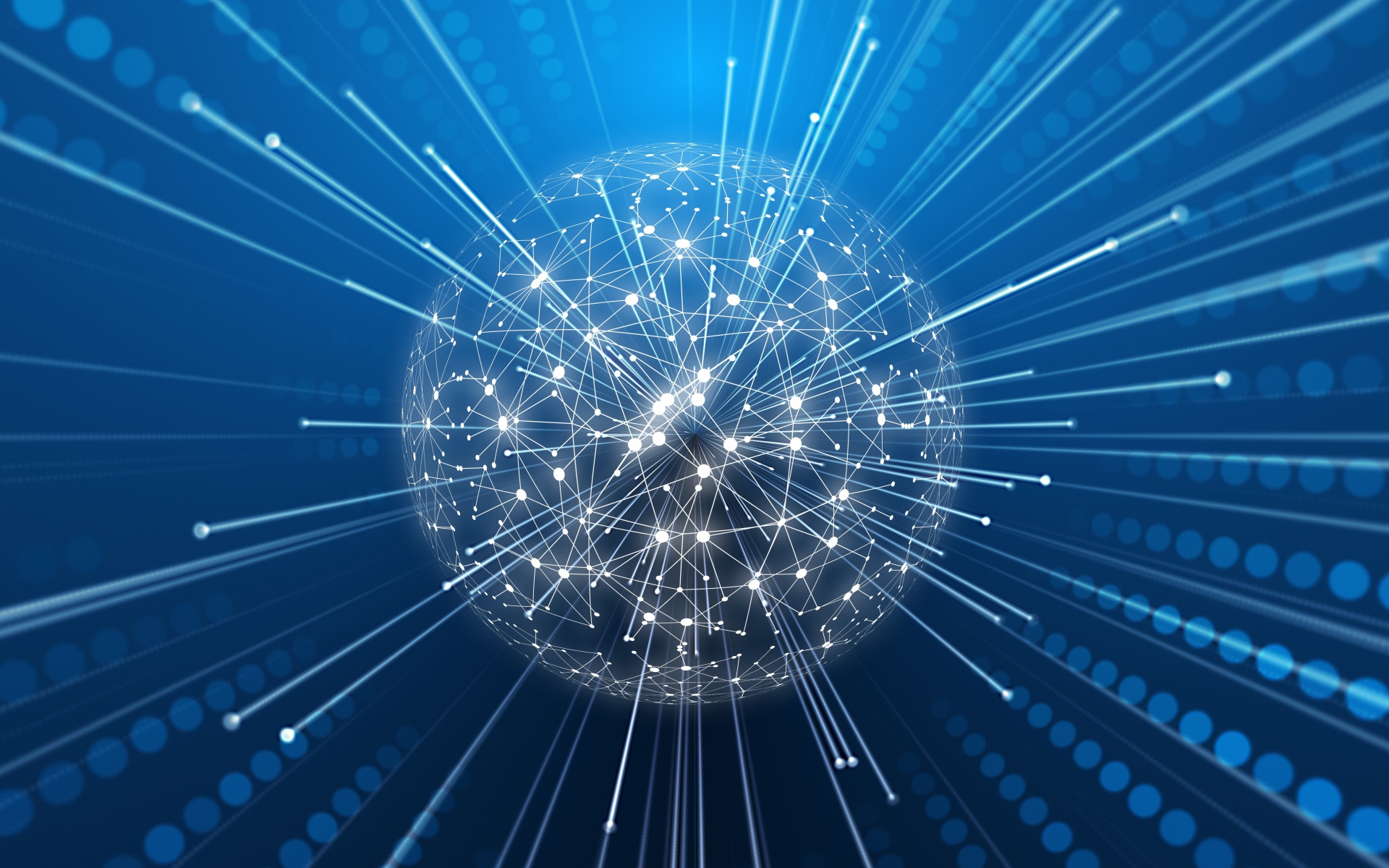 Шар из цифровой паутины на синем фоне