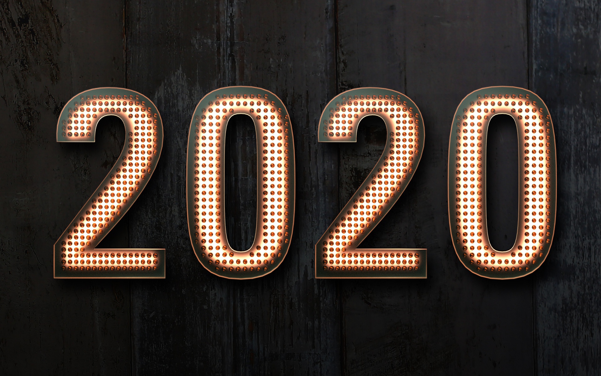 Красивые цифры 2020 на черном фоне