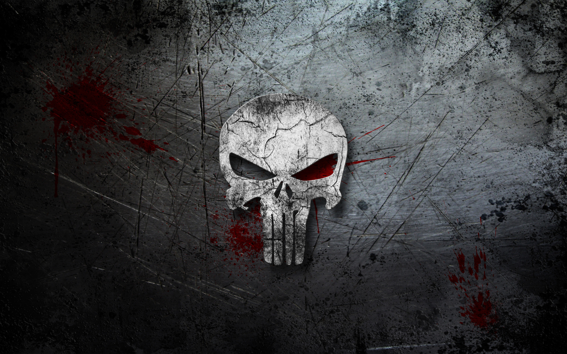 Череп с кровью на сером фоне 