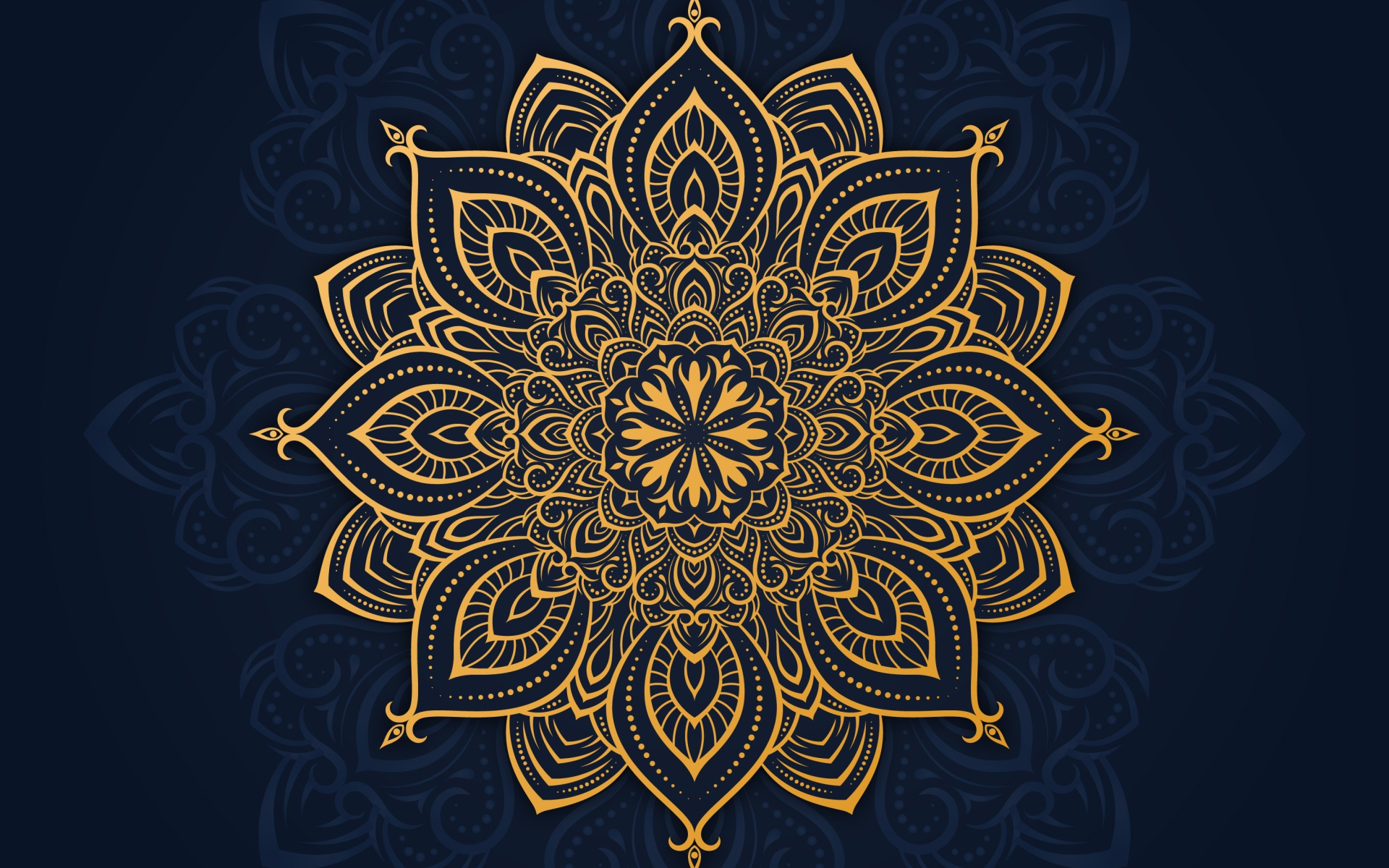 Красивый золотистый рисунок на синем фоне