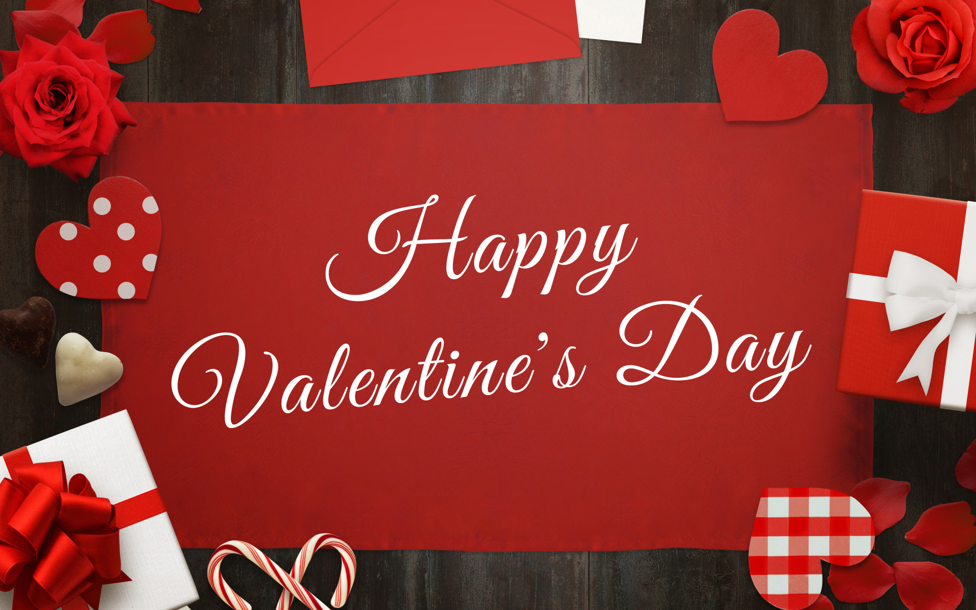 Открытка с подарками на день Святого Валентина