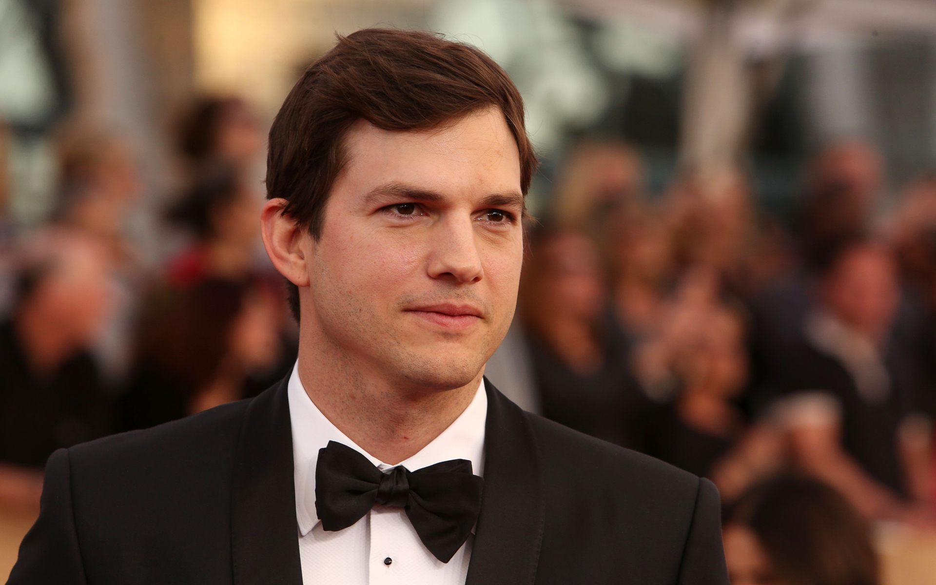 Handsome stylish man, actor Ashton Kutcher in suit