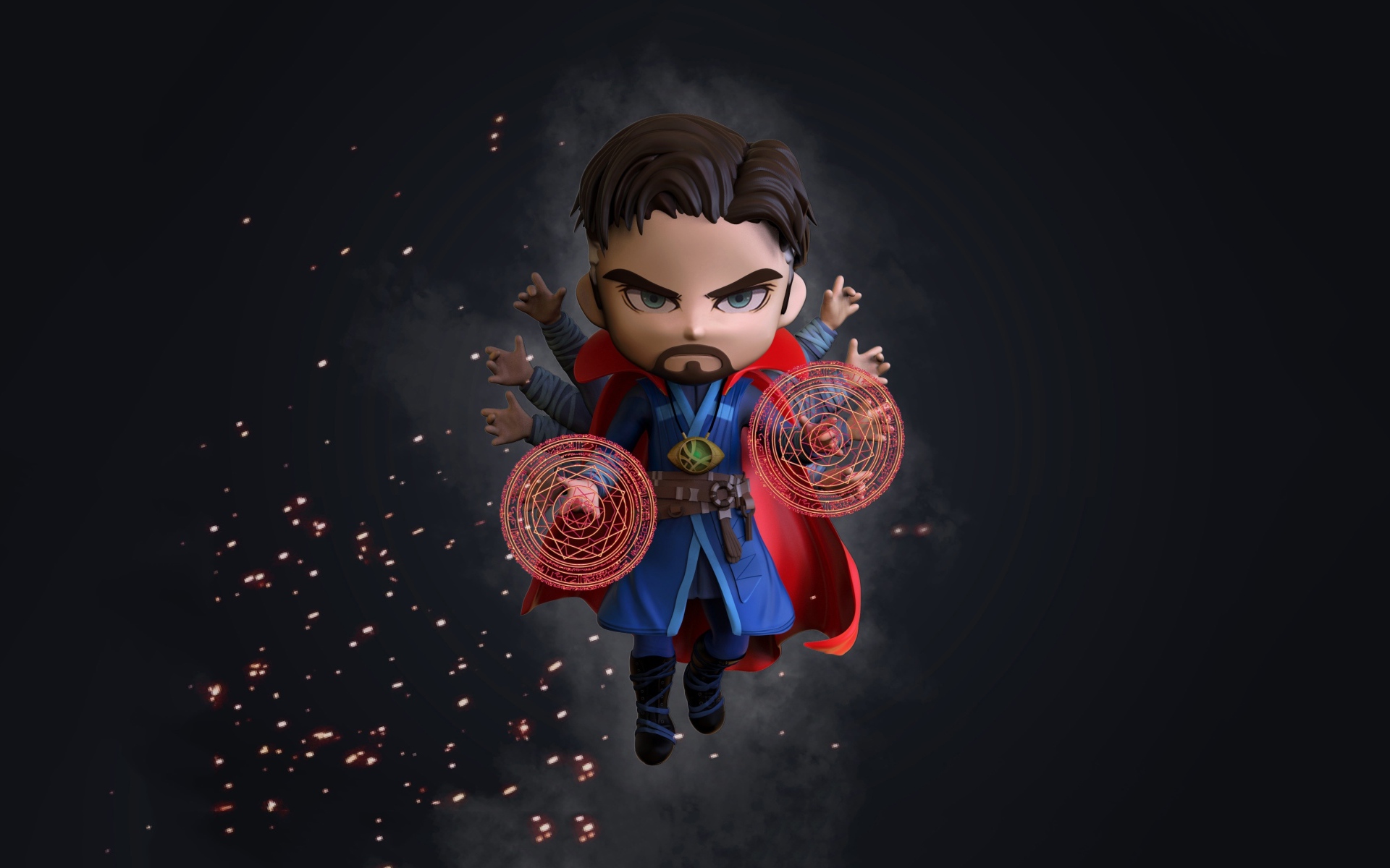 Персонаж Марвел Доктор Стрэндж на сером фоне