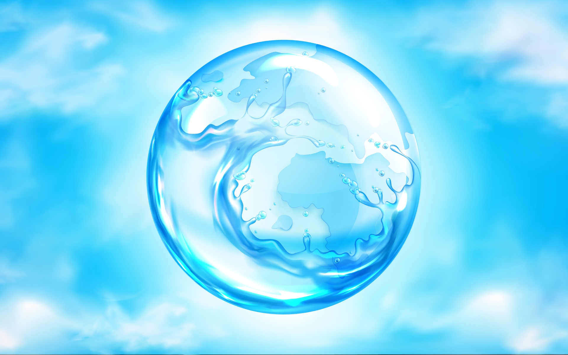 Голубой водный пузырь в воздухе