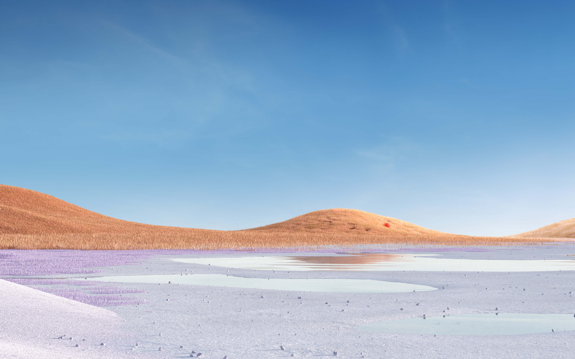 Высохшее озеро на фоне голубого неба