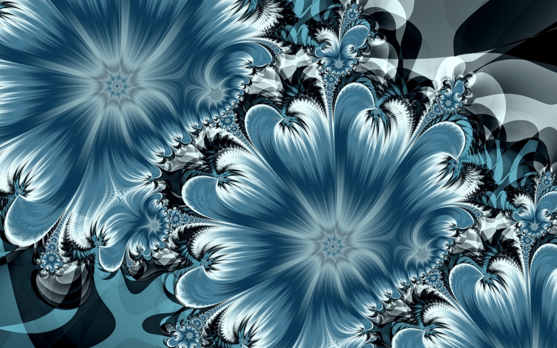 Красивый абстрактный синий цветок с узорами 