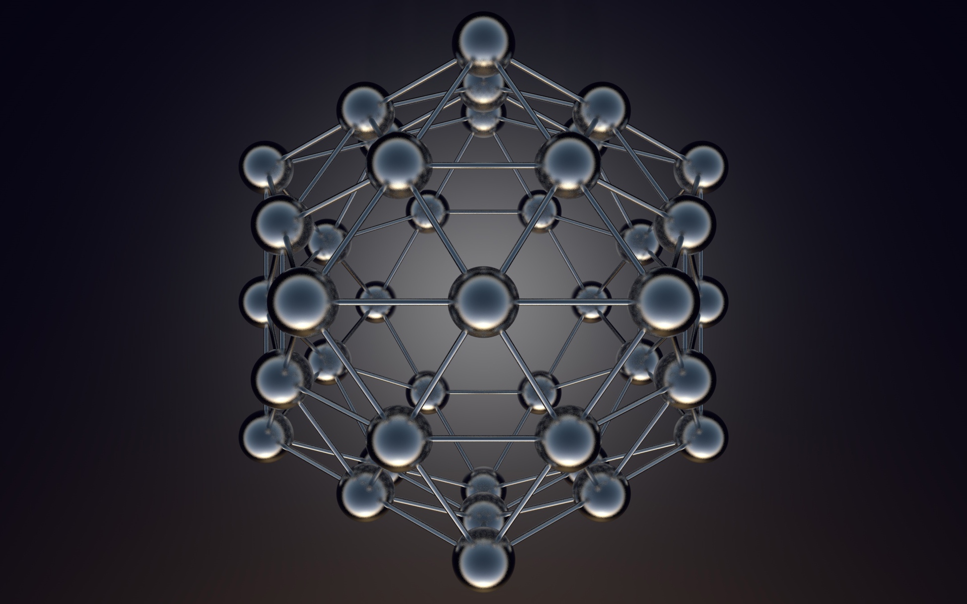 Икосаэдральная модель на сером фоне 3д графика