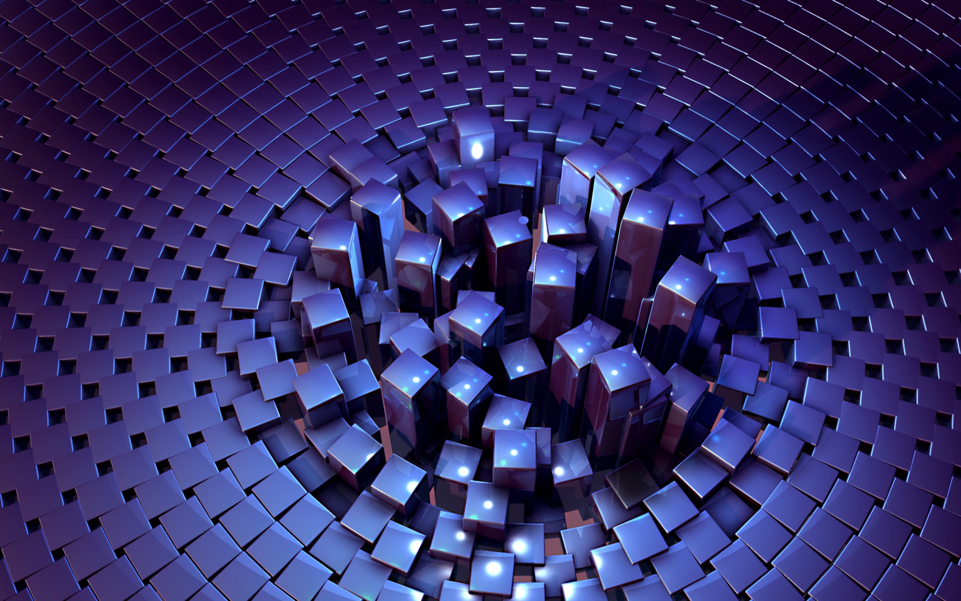 Много фиолетовых кубов 3д графика