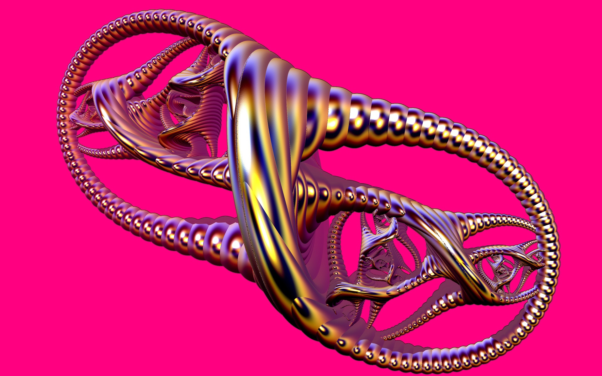 Металлический узел на розовом фоне 3д