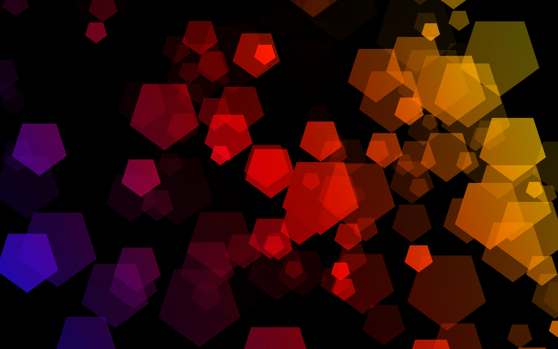 Разноцветные пятигранники на черном фоне