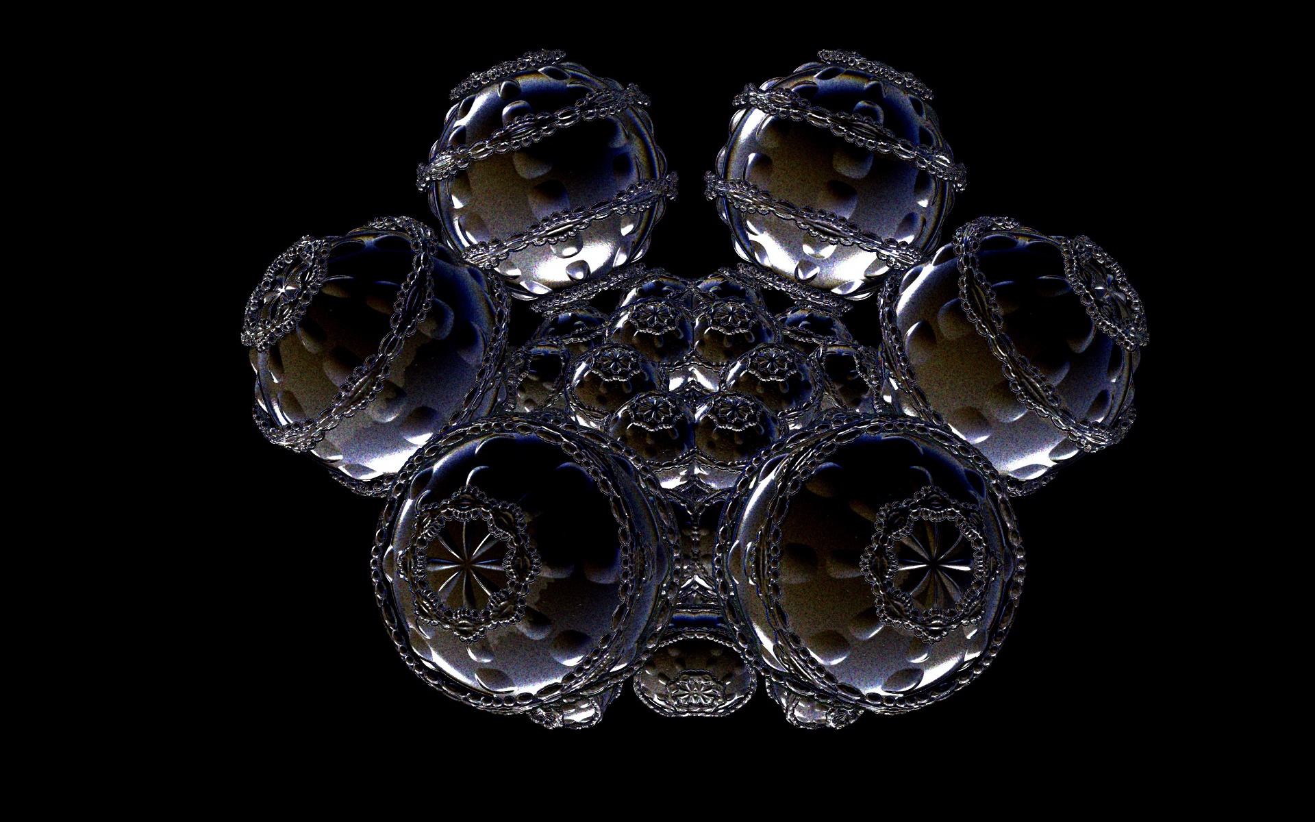 Необычный дизайнерский цветок на черном фоне, фрактал