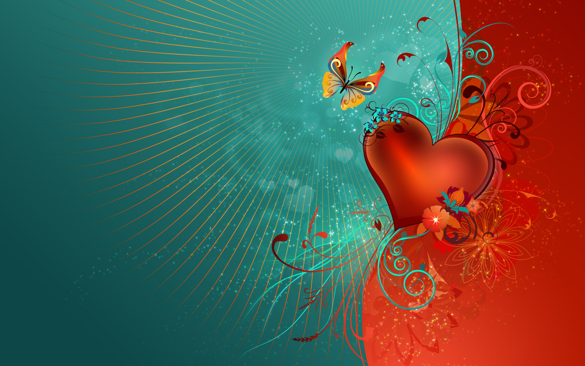 Beautiful heart with patterns background for photoshop