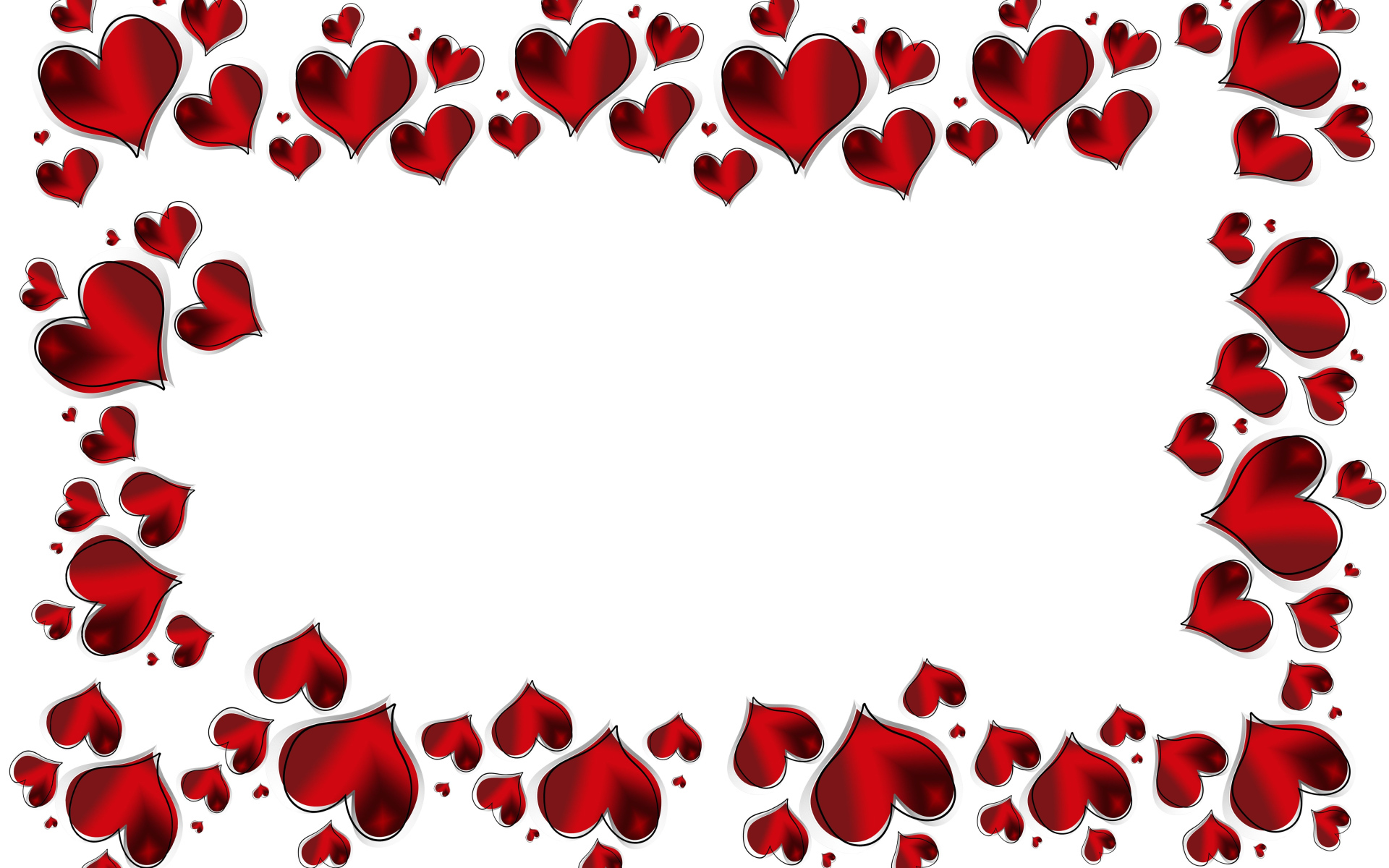 Много красных сердечек на белом фоне 