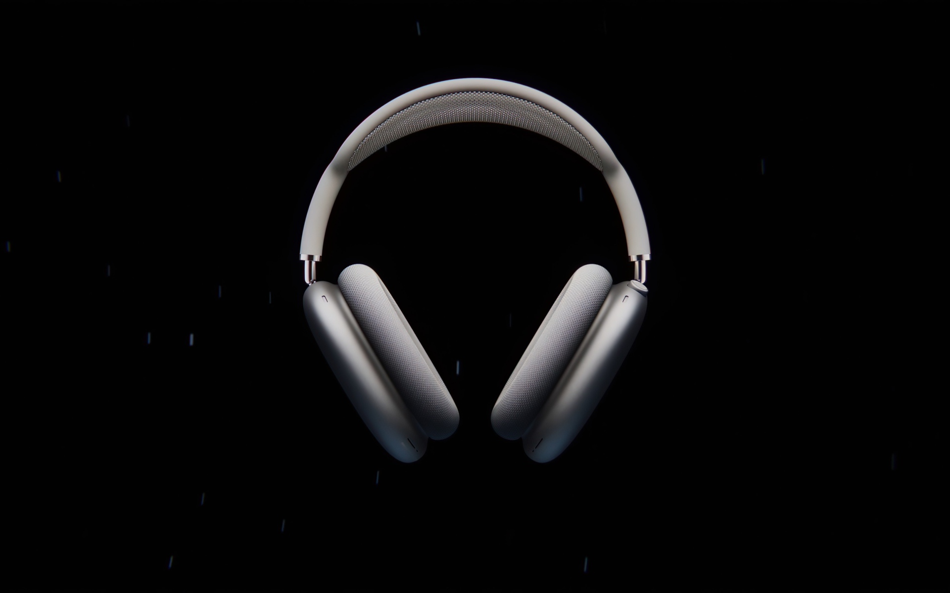 Серые наушники  AirPods Max на черном фоне