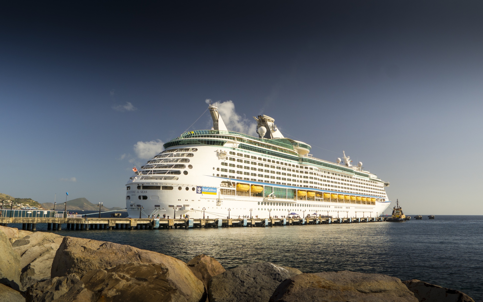 Большой круизный лайнер в море 